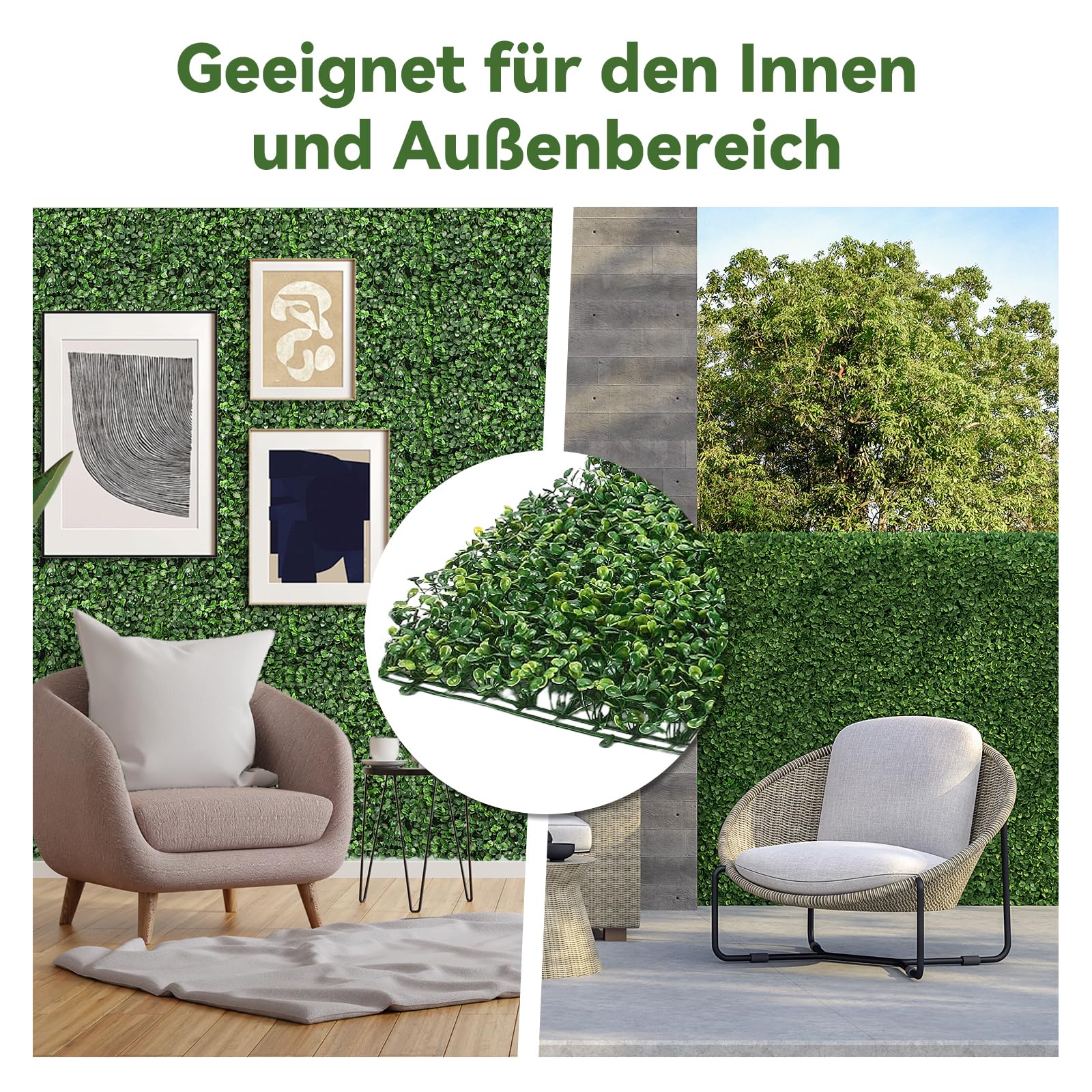 12 Stück Künstliche Pflanzenwand 40X60cm UV Geschützt Künstliche Pflanzen Rasen Wand 4cm Dick Künstliche Buchsbaumplatten Buchsbaumhecke Wandpaneele für Garten im Freien und Indoor Dekoration, 2.88㎡