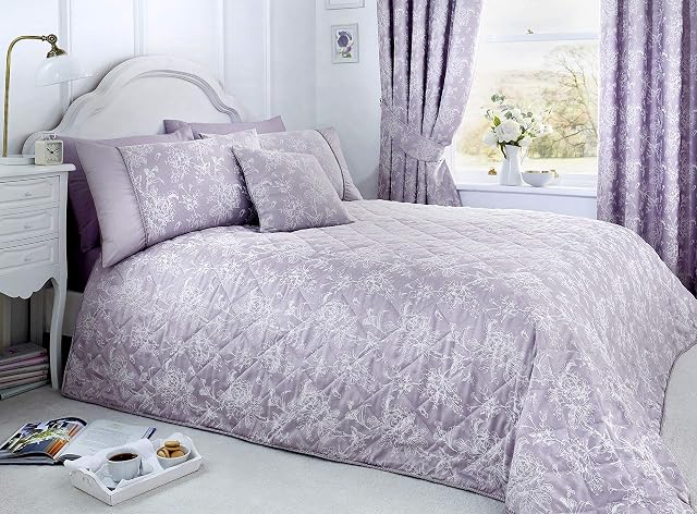 Serene - Jasmine - Easy Care Quilted Bedspread - 240x220cm | Lavender