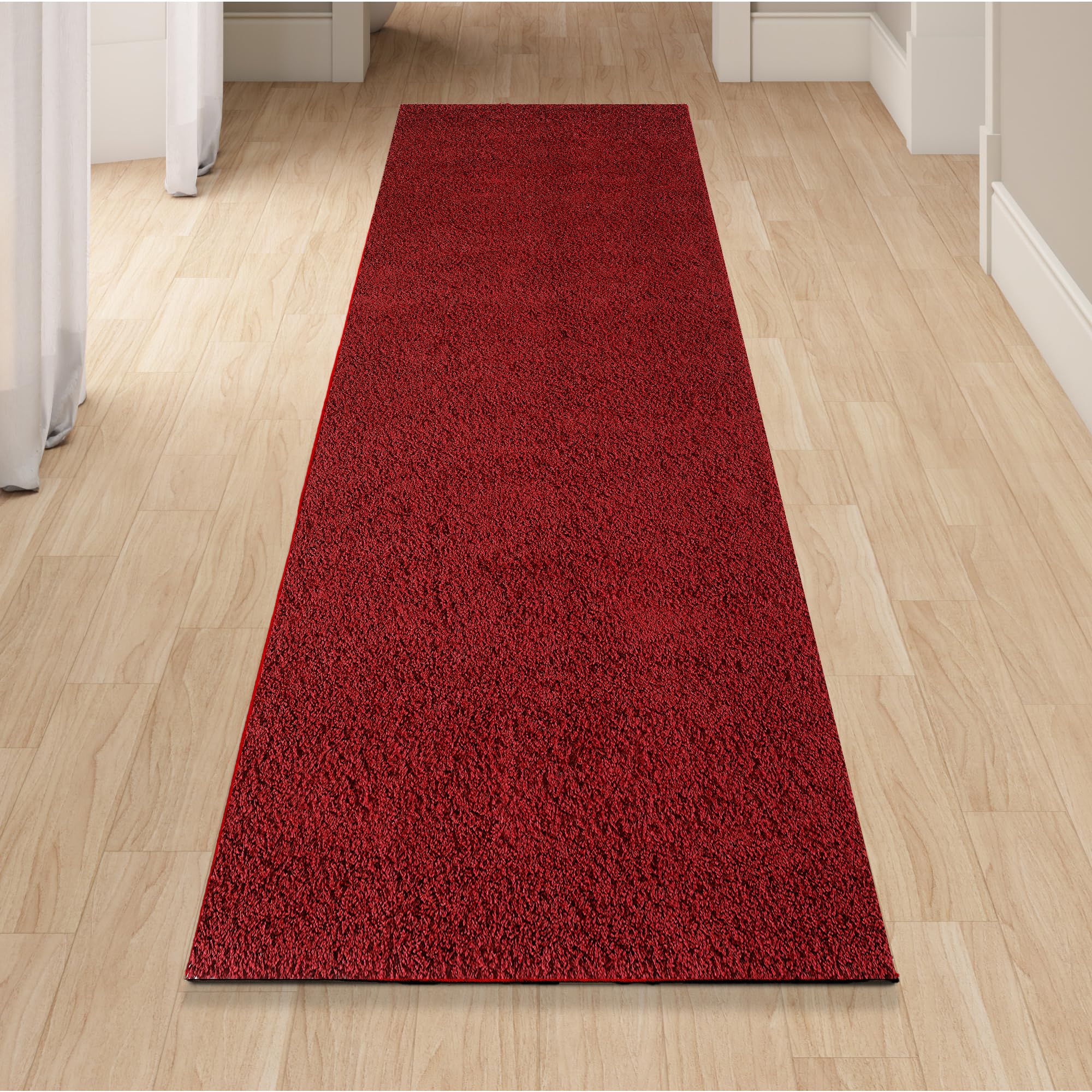 homeart Area Rug - Super Soft Shaggy Rugs For The Living Rooms, Bedrooms And Kitchen - Modern, Easy To Clean Carpet - 80x300 cm, Bordeaux Dark RedOEKO-TEX STANDARD 100