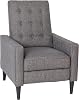 Flash Furniture Ezra Ezra Pushback Recliner - Mid-Century Modern Gray Fabric Upholstery - Button Tufted Back - Residential & Commercial Use