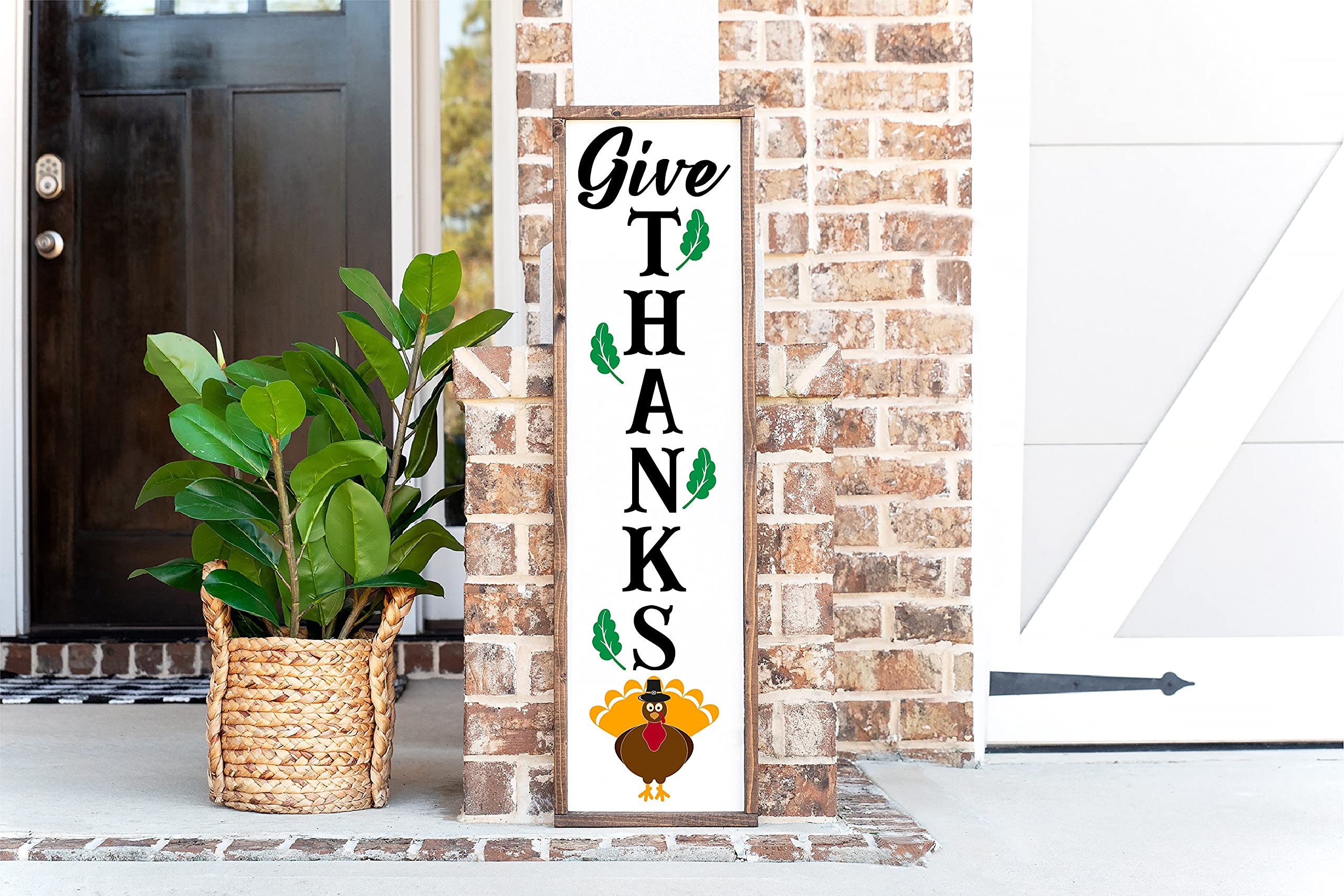 HOUVSSEN Give Thanks Sign | Fall Porch Decor | Wood Sign | Farmhouse Welcome Sign | Thanksgiving Decoration | Entryway Decor | Turkey Decor Metal Tin Signs 8x12 Inch Tin Sign/Poster Metal