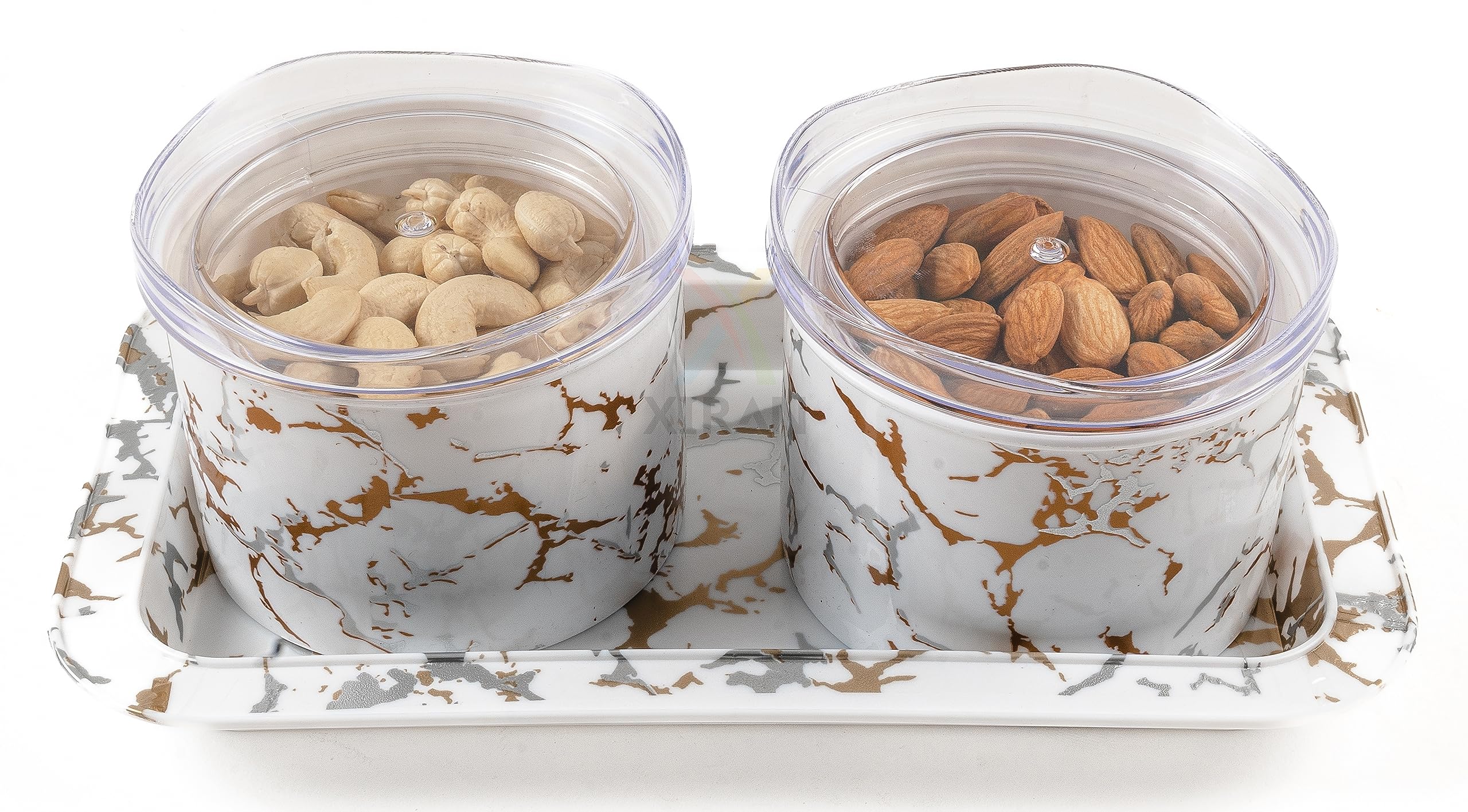Xiran Airtight Dry Fruit Containers with Lid & Serving Tray, Dry Fruit Box for Serving Sweets, Chocolates, Candy, Pickle, Mukhwas, Kitchen accessories Items (2 Pieces Set, White, Polypropylene) (B0CG3PG74T) Amazon Price History, Amazon Price Tracker
