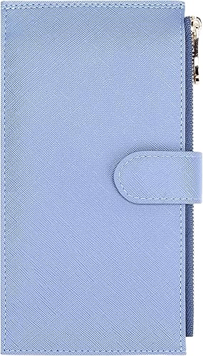 Miniatura 7 de Cartera delgada para mujer, con bloqueo RFID, plegable, para tarjetas de crédito, organizador de múltiples tarjetas de cuero con 2 bolsillos con