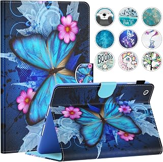 Dteck Case for iPad mini 7.9" - Slim Folio Leather Protective Case with [Auto Sleep Wake/Adjustable Viewing Stand Angles] Magnetic Smart Cover for iPad mini 1/2/3/4/5 (Blue Butterfly & Pink Flower)