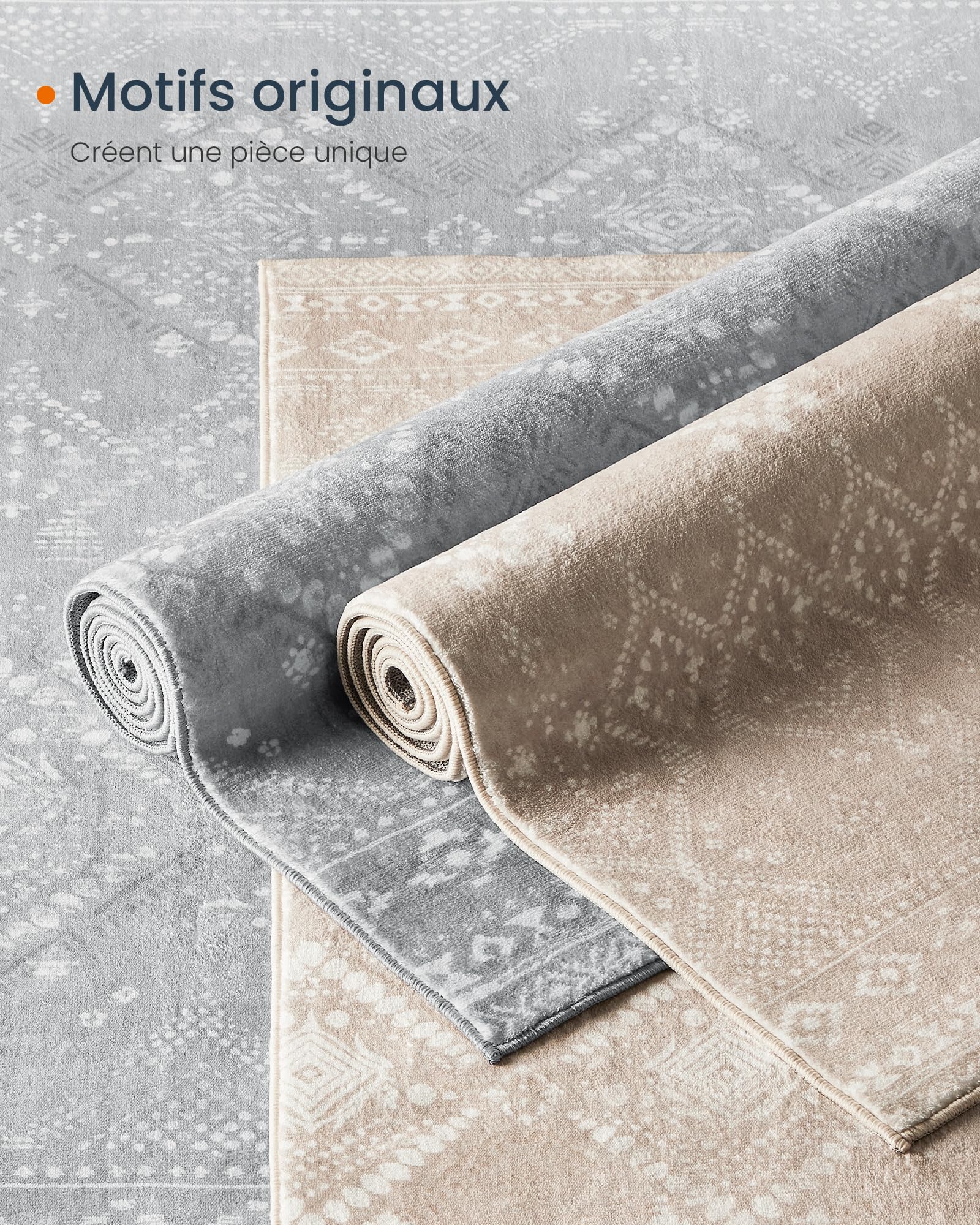 SONGMICS Home Tapis Décoratif, Tapis de Chambre 160 x 230 cm, Antidérapant, pour Salon, Lavable en Machine, Style Bohème, Beige Cappuccino TAR029K01V1
