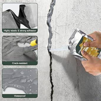 Oriflame Concrete Crack Filler: Self-Leveling Cement Crack Filler - High Elasticity & Weather-Resistant Waterproof Repair Sealant for Driveway/Walkway/Patio/Joint/Outdoor/Indoor - Grey (500ML 2 PCS)