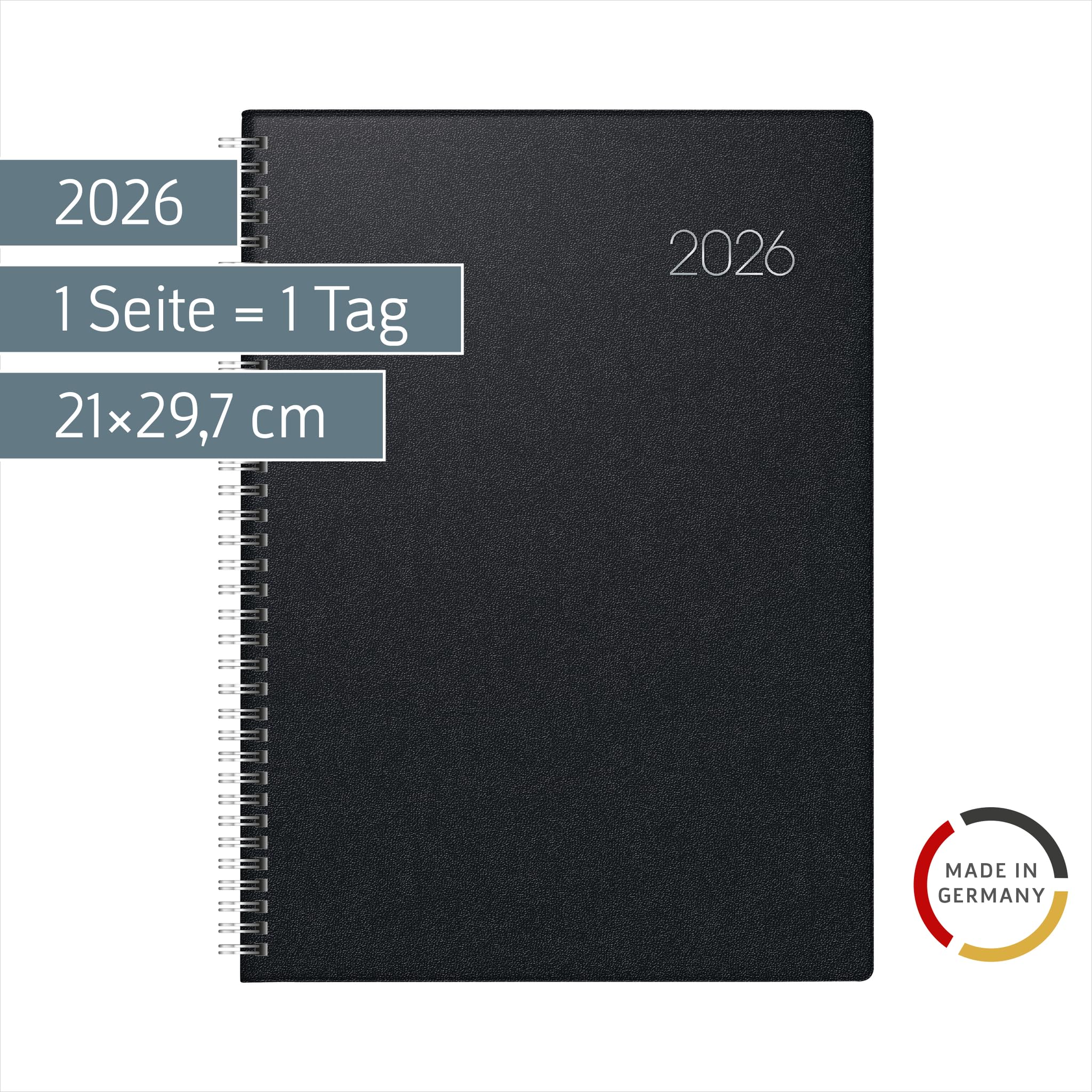 BRUNNEN Buchkalender Mod. 787 '26 | A4, Kunststoff, schwarz