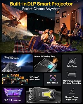 Ulefone Armor 34 Pro 5 G AI Outdoor Mobile Phone with 150 Lumen Projector Android 15 25500 mAh Outdoor Smartphone 32GB RAM + 512GB ROM 6.95 Inch FHD+ Construction Site Mobile Phone 64MP Night Vision +50MP Warning Light/IP68/WiFi 6E