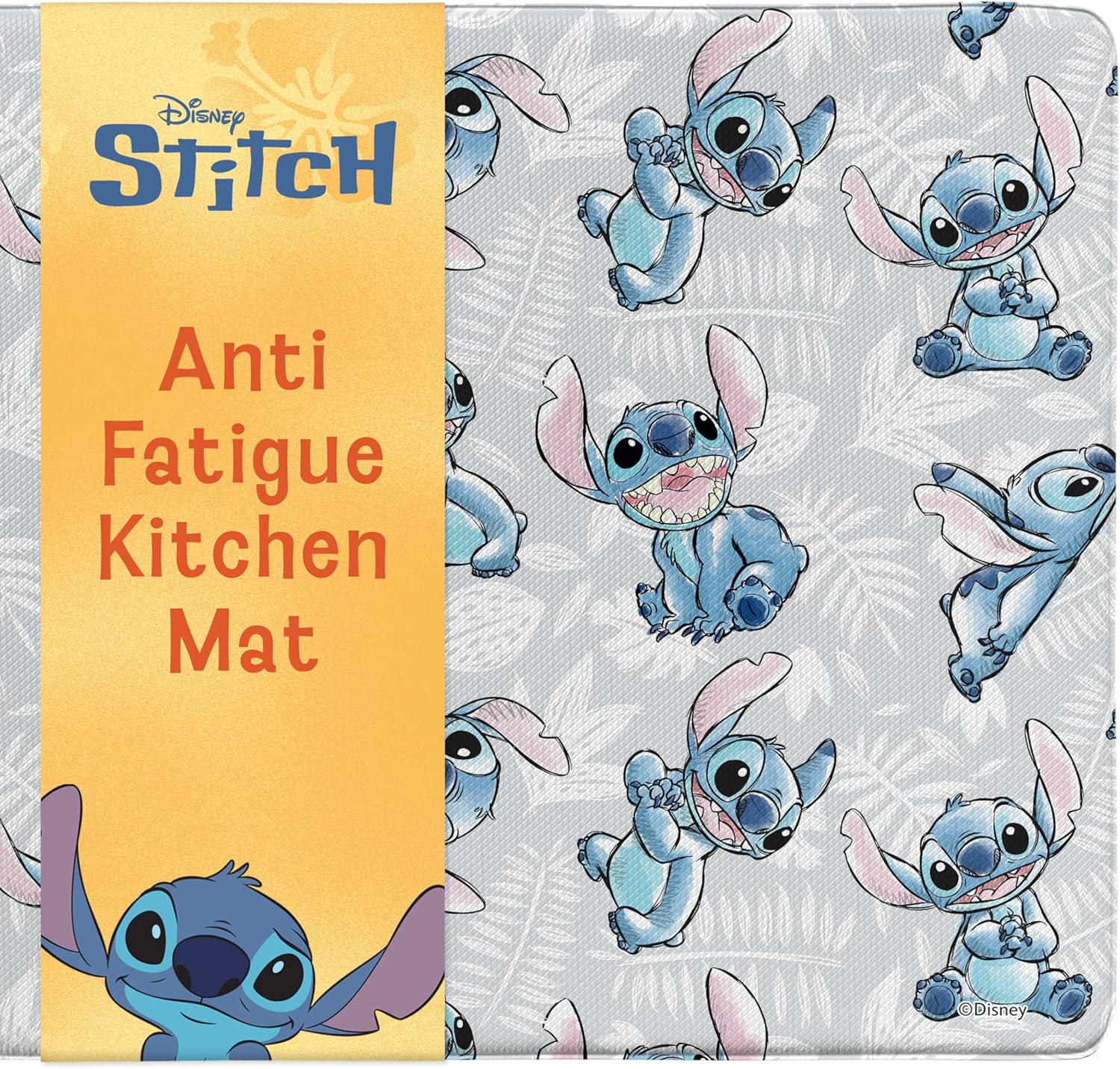 Disney Anti-Fatigue Kitchen Mats for Floor – Cushioned Kitchen Floor Mats with Non-Slip Backing – Water Resistant, Easy-to-Clean PVC Foam Mat – Mickey, Minnie, Stitch & Winnie the Pooh Designs