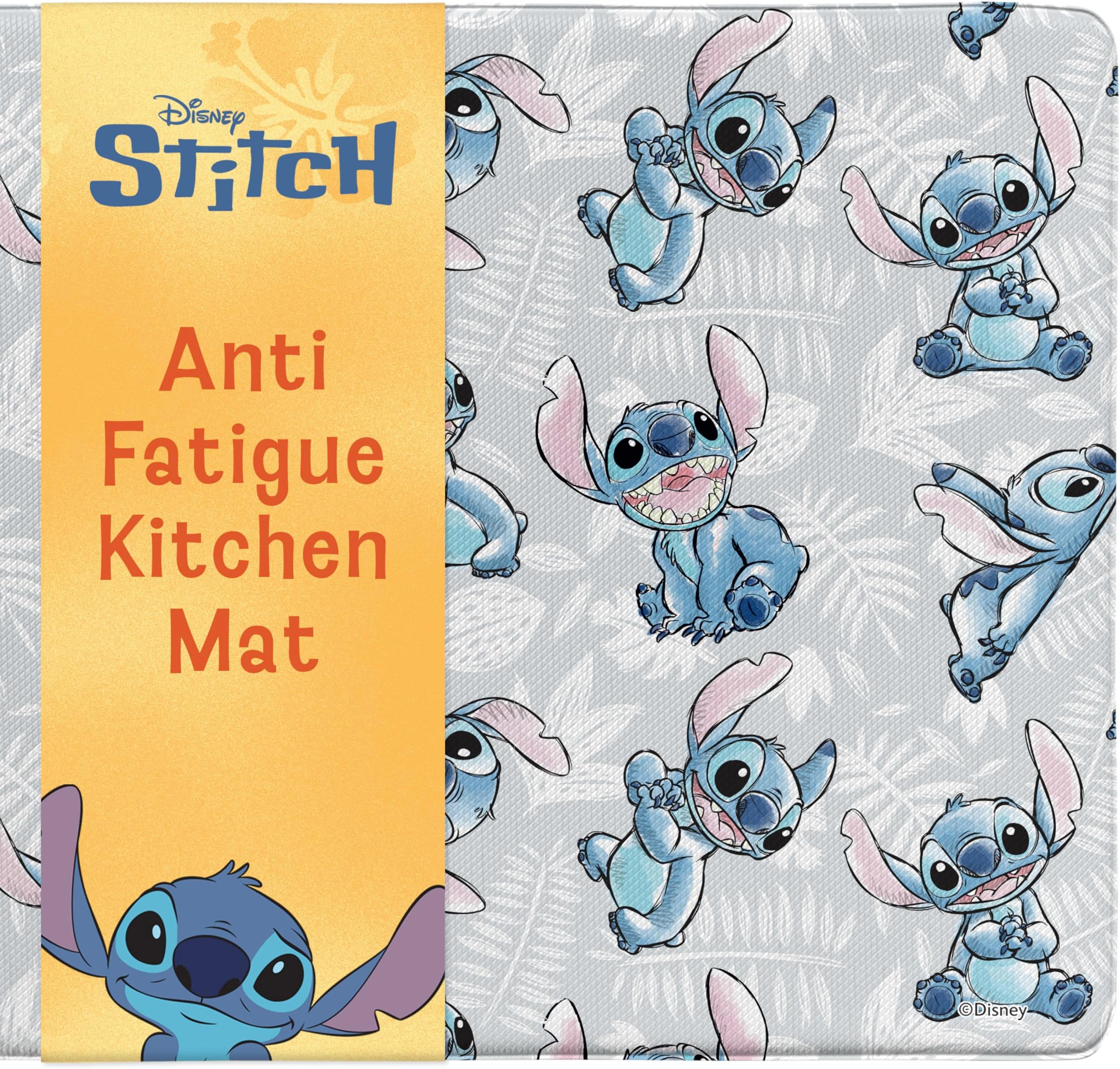 Disney Anti-Fatigue Kitchen Mats for Floor – Cushioned Kitchen Floor Mats with Non-Slip Backing – Water Resistant, Easy-to-Clean PVC Foam Mat – Mickey, Minnie, Stitch & Winnie The Pooh Designs