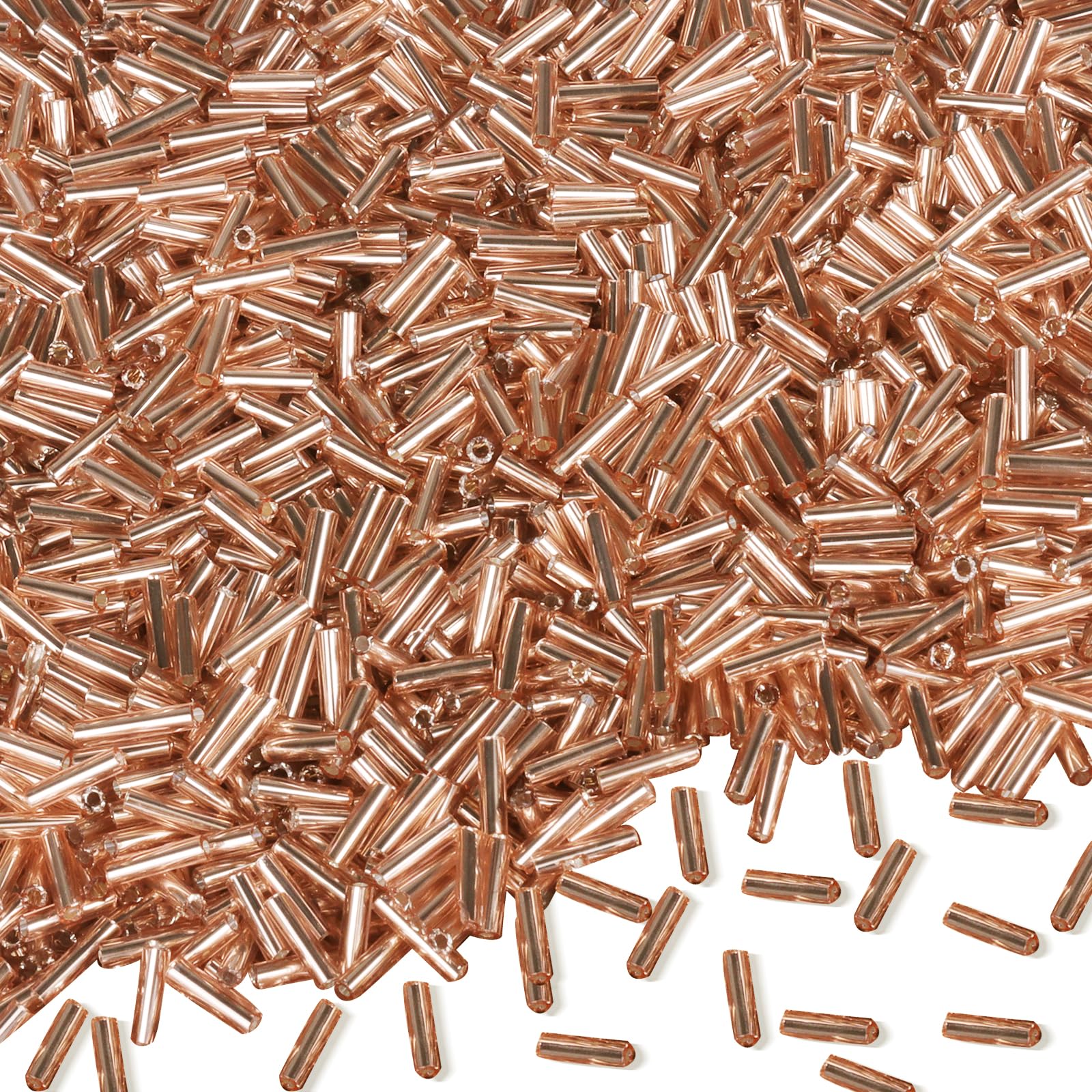 4000 Stück Champagner Röhrenperlen 2x7mm Rocailles Perlen für Armbänder, Gerade Lange Tube Glasperlen Kleine Bastelperlen für DIY Halskette Ohrring Handwerk