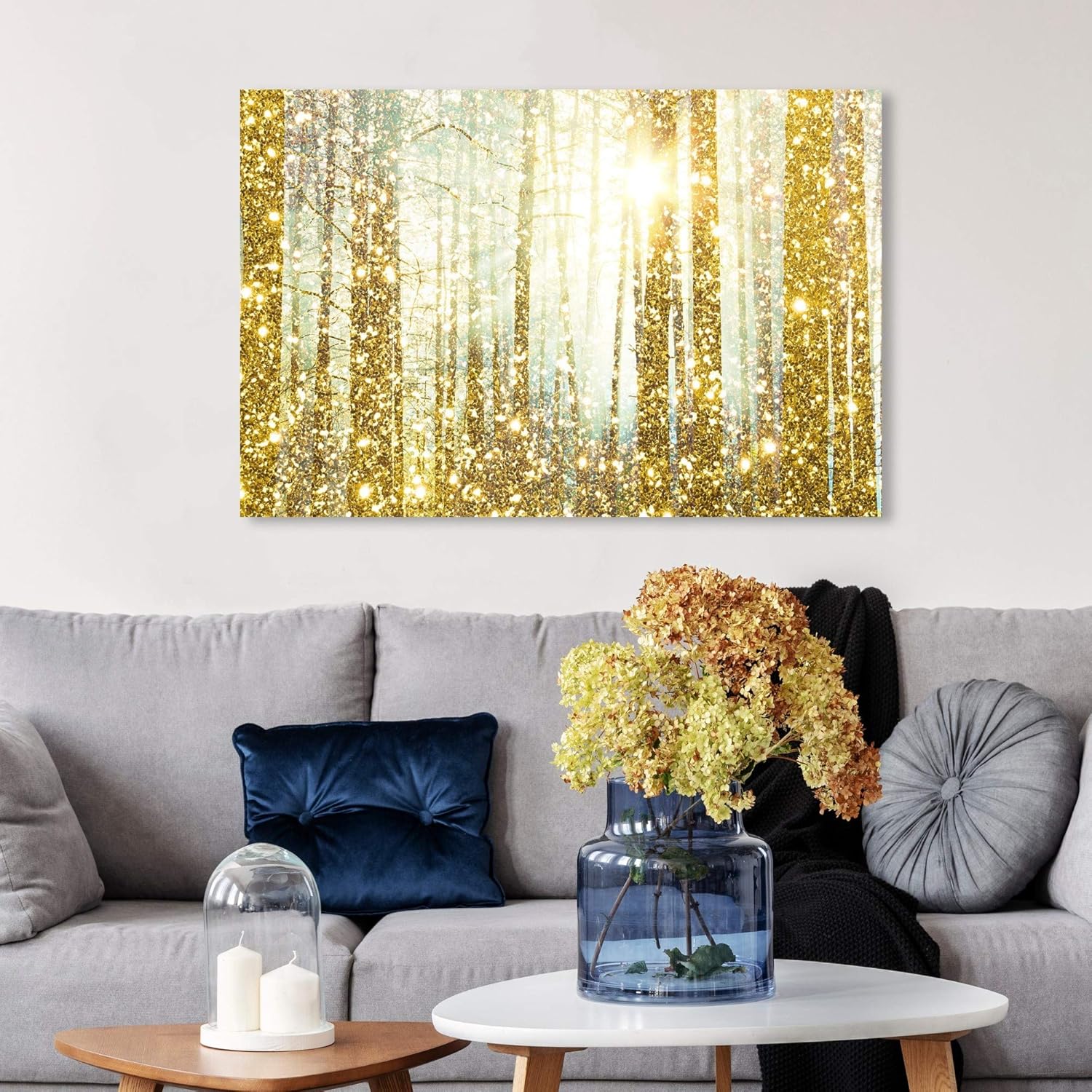 Gold and White Framed Landscape Canvas Print, 24" x 36"