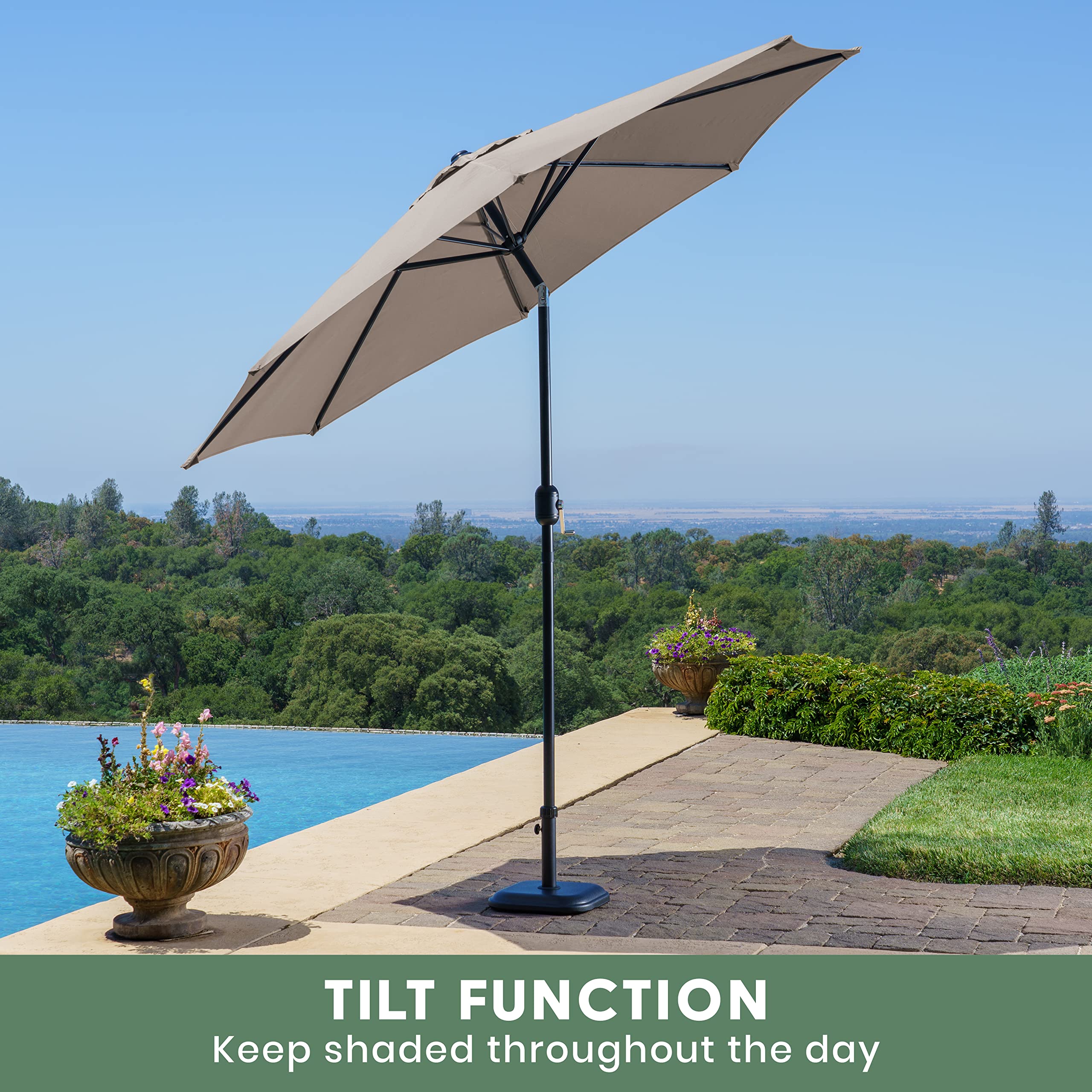 9 ft steel crank and tilt patio umbrella in ruby 9 ft. Aluminum Market Crank and Tilt Patio Umbrella in Ruby