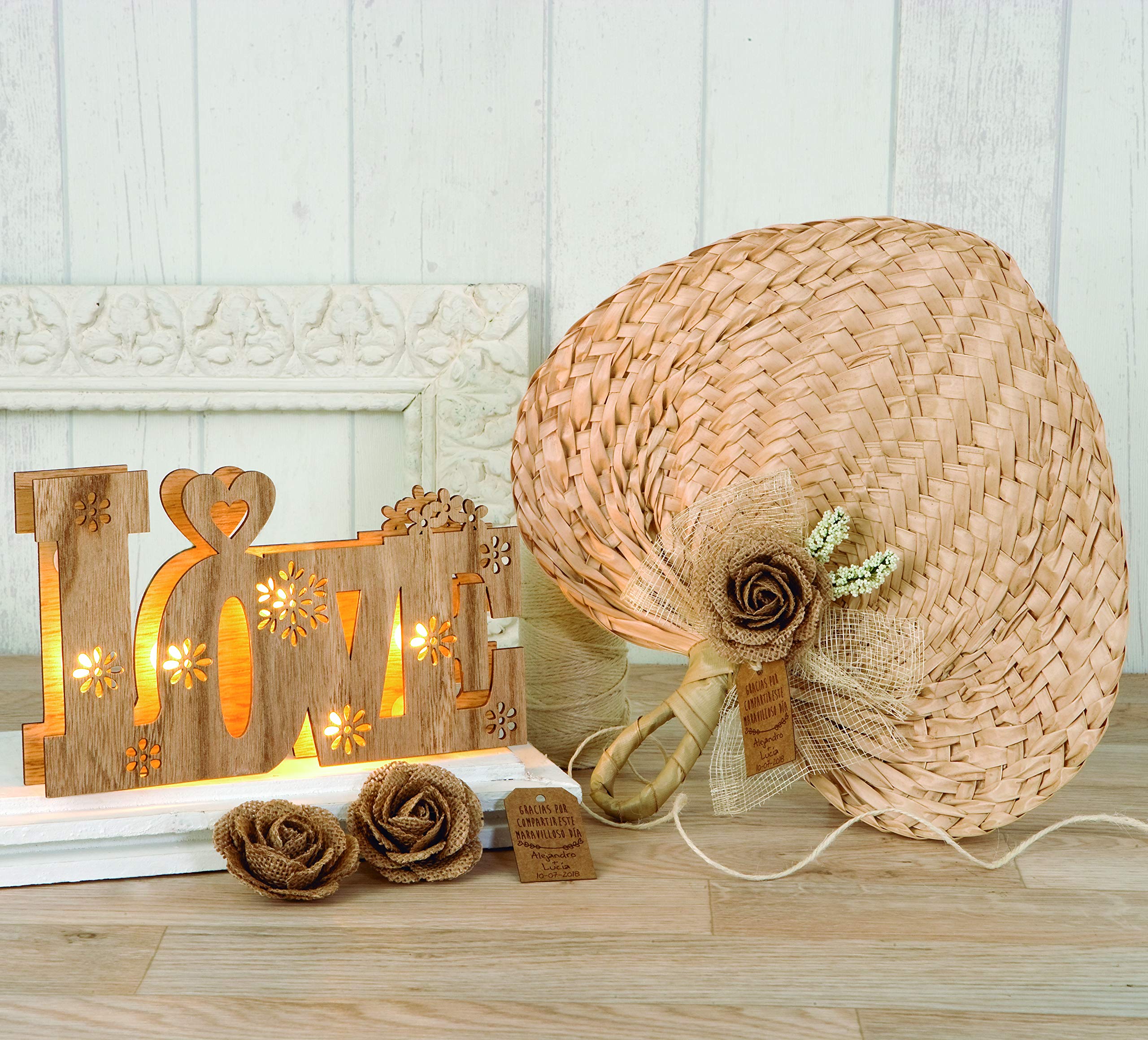 Mopec A571 paipay Pack di ventagli, Foglia di Palma, Naturale, 29x2x30 cm, 5 Pezzi