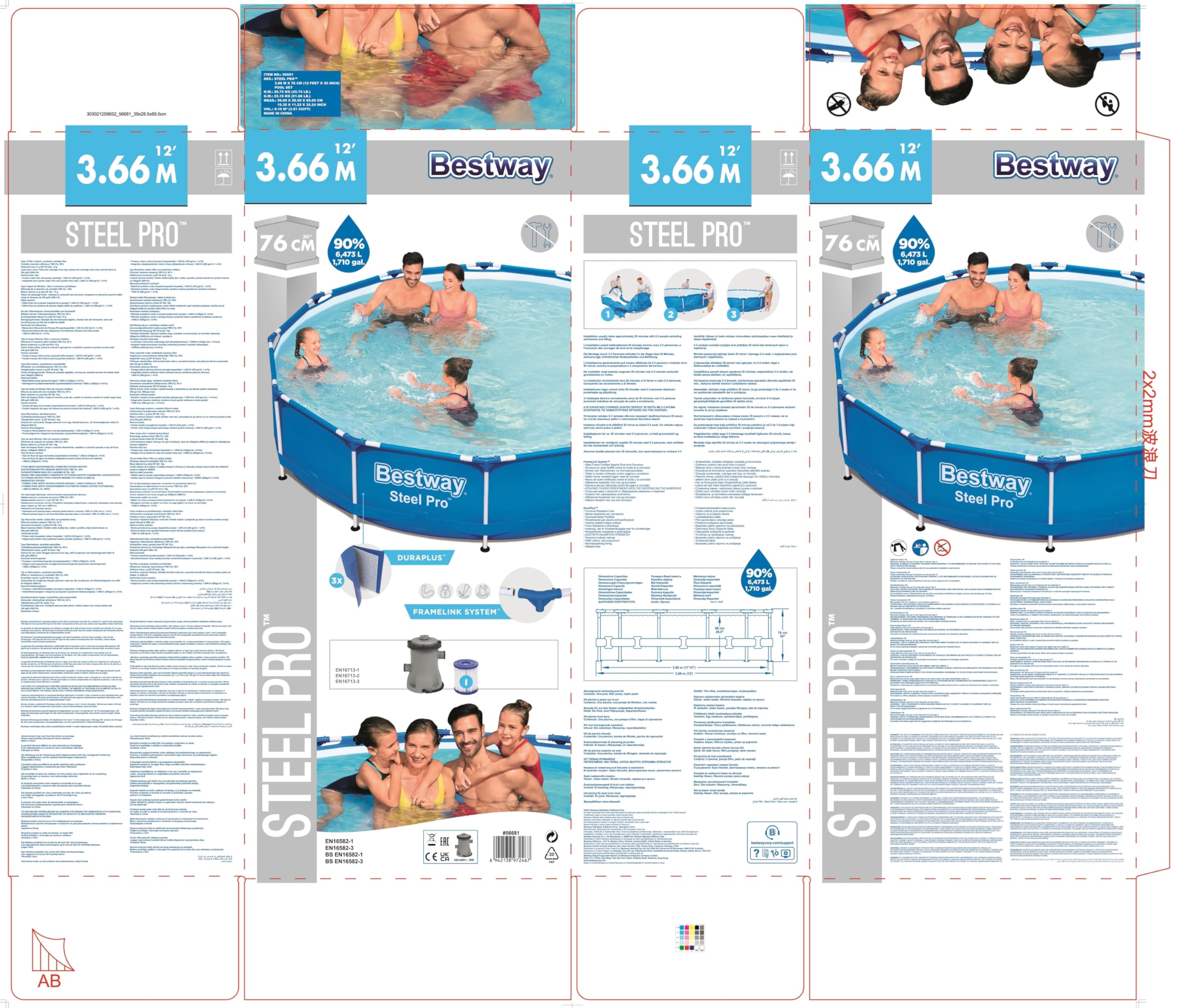 BESTWAY Piscine ronde tubulaire O3,66 x H0,76m