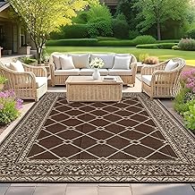 SHACOS Outdoor Rug 240x300 cm Waterproof Reversible Garden Rugs Patio Rug Plastic Straw Rugs UV Resistant Recycled Outdoor Carpet for Patio Balcony Camping Decking Beach Picnic, Brown
