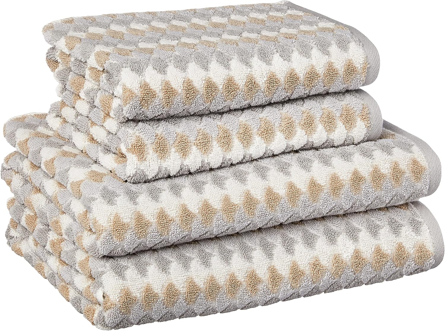 Violet Linen Mirage Pattern, 100% Terry Plush 600 GSM Cotton Super Soft Highly Absorbent Jacquard Fashion Towel for Bathroom, Premium Hotel, Spa Quality, 20 X 30 Taupe, Set of 2 Hand Towels