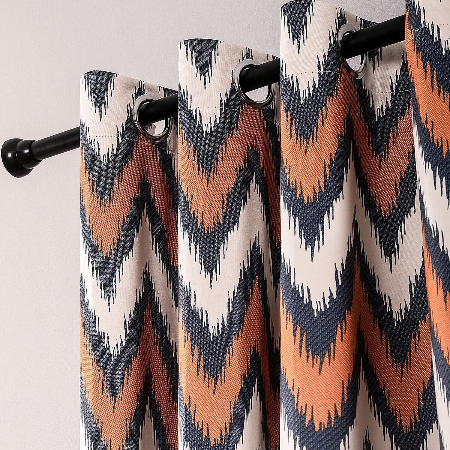 VOGOL Room Darkening Curtains 96 Inch Long, Geo Pattern Blackout Privacy Drapes for Bedroom Living Room, Thermal Insulated Grommet Curtain, 2 Panels, 52x96 Inches