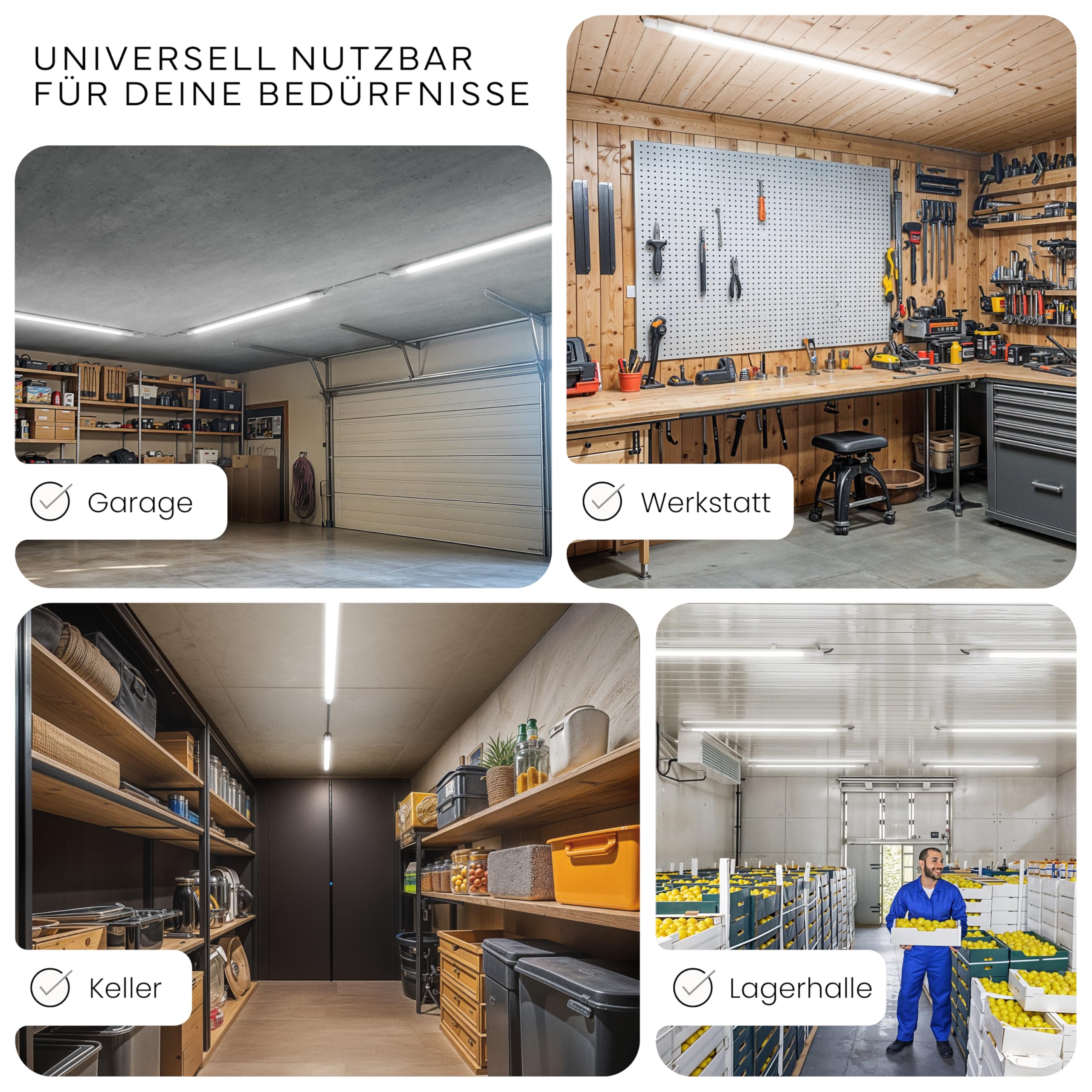 MATO 12x Feuchtraumleuchte LED 120cm Wasserdicht IP65 36W 4320lm 6500K Kaltweiß Verknüpfbare Wannenleuchte