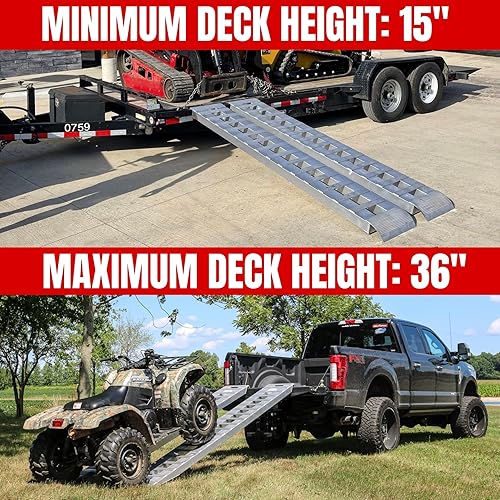 Miniatura 6 de GEN-Y Hitch Rampas de carga de aluminio de servicio extremo - Juego de 2, 6 pies de largo x 15 pulgadas de ancho, capacidad de 10000 libras,