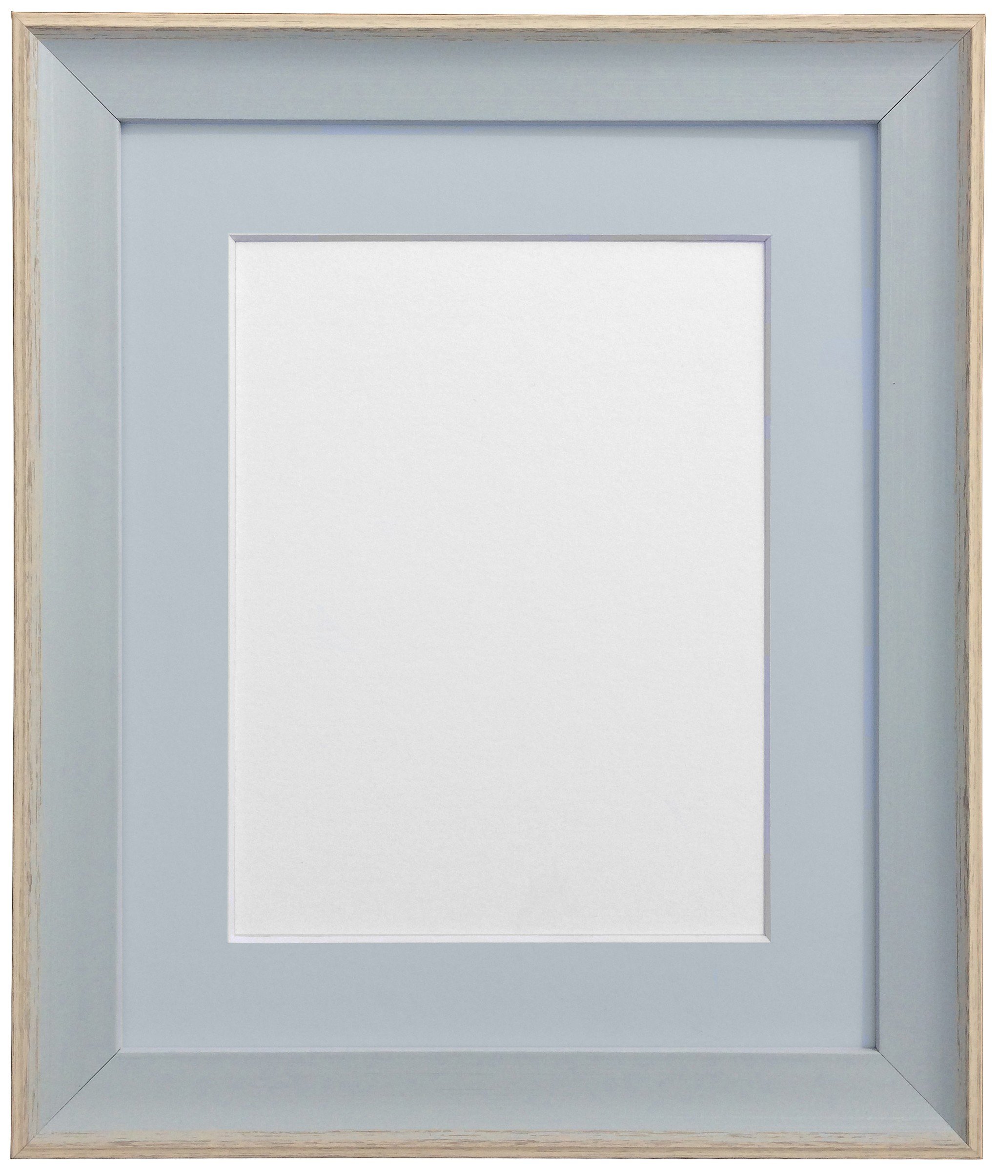 AP-3016 Beach Hut Blue Picture Photo Frame with Light Blue Grey Mount 9"x7" for Pic Size 7"x5"