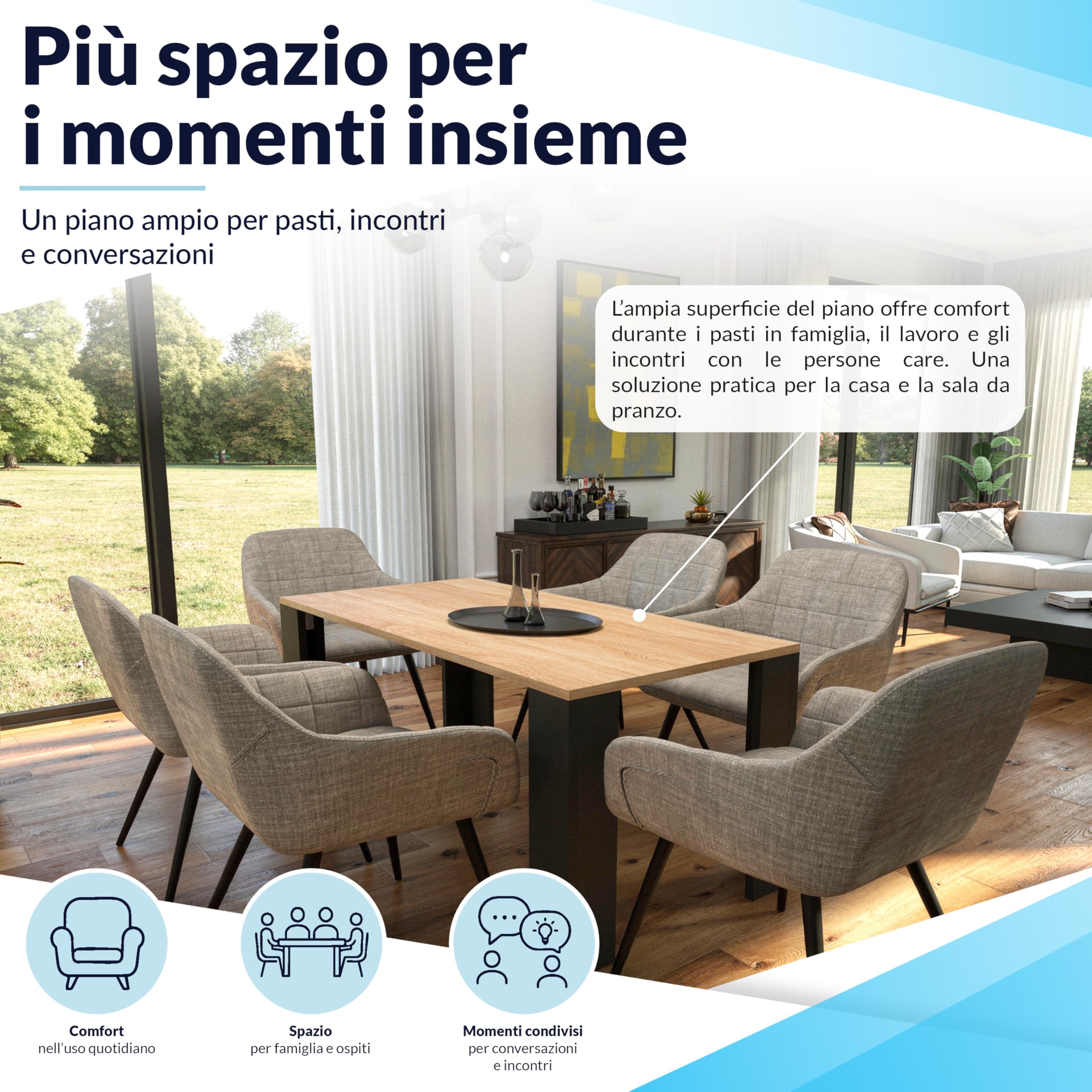 POKAR Piano da Tavolo 120x80 cm | Piano per Scrivania Spessore 25 mm | Perfetto per Scrivania Regolabile in Altezza e Tavolo da Pranzo | Resistente e Stabile | Prodotto in Europa | Quercia Davos