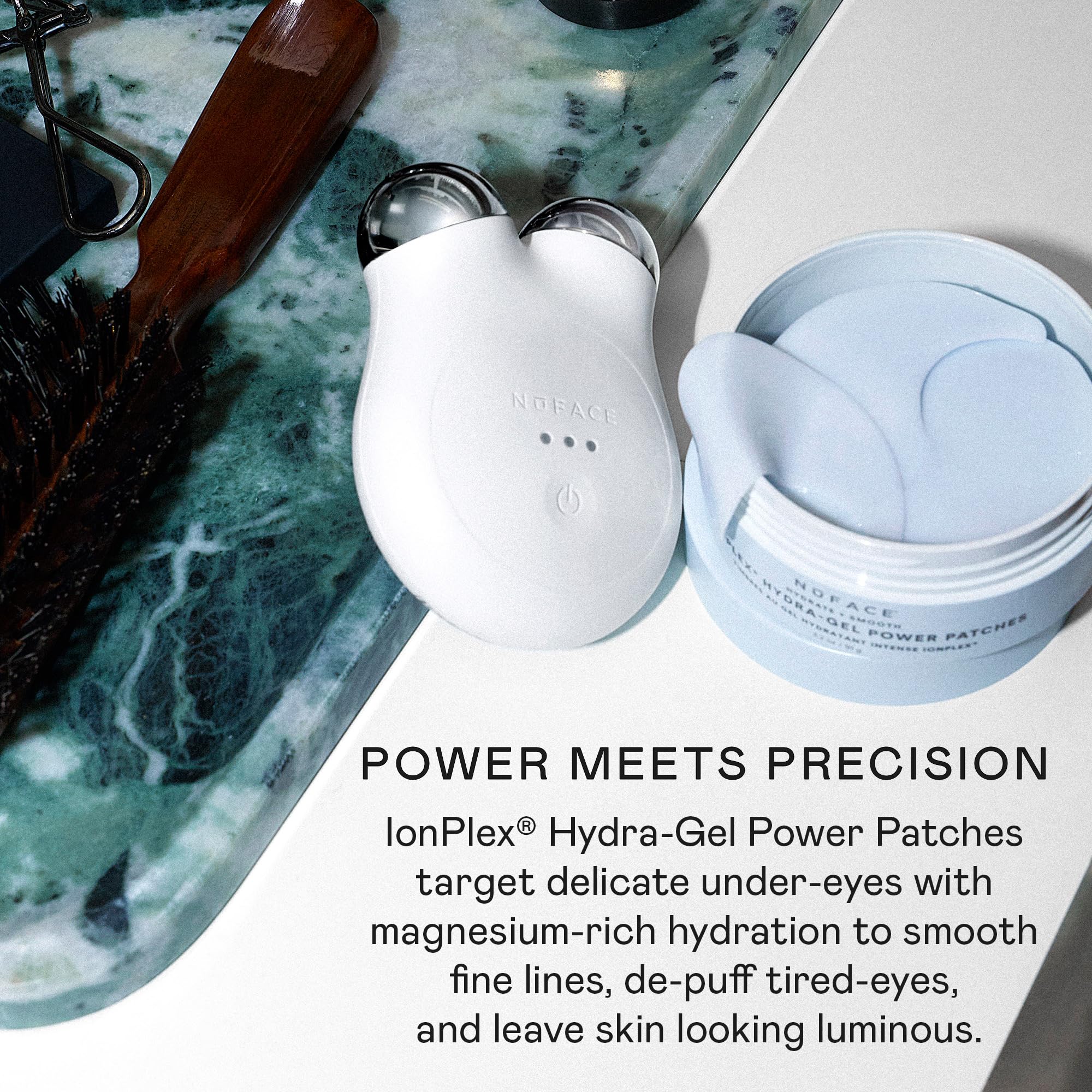 NuFACE IonPlex Hydra-Gel Power - Parches para debajo de los ojos, máscara de gel para ojos hinchados y ojeras, parches refrescantes para arrugas y almohadillas de tratamiento hidratante para energizar