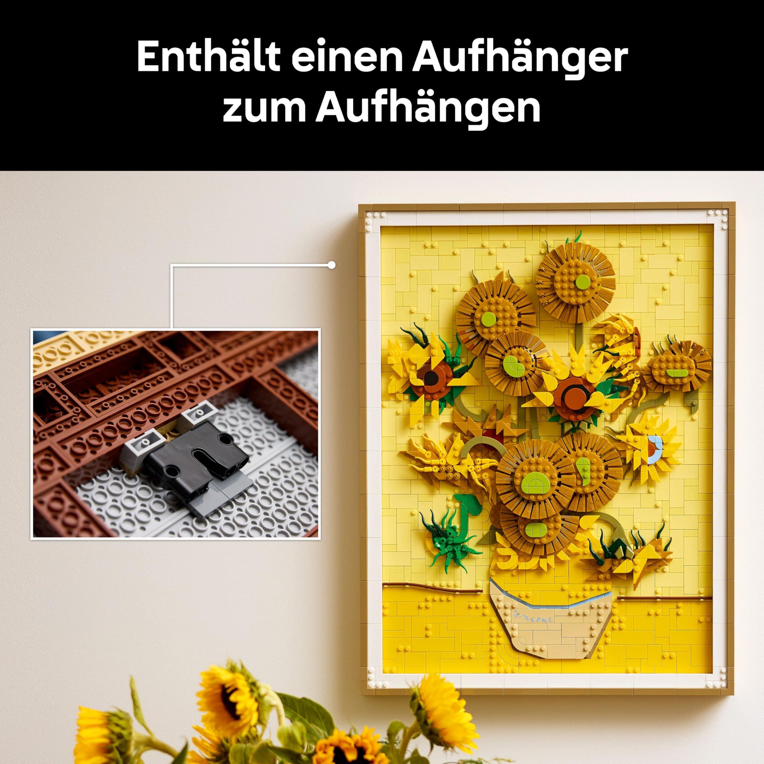 LEGO Art Vincent Van Gogh – Sonnenblumen - 3D-Blumengemälde mit beweglichen Blüten - Deko fürs Wohnzimmer oder Büro - Bausatz für Erwachsene - Kreative Geschenkidee für Männer & Frauen 31215 | 3D-Blumenmalerei zum Zusammenbauen, bewegliche Blütenblätter,