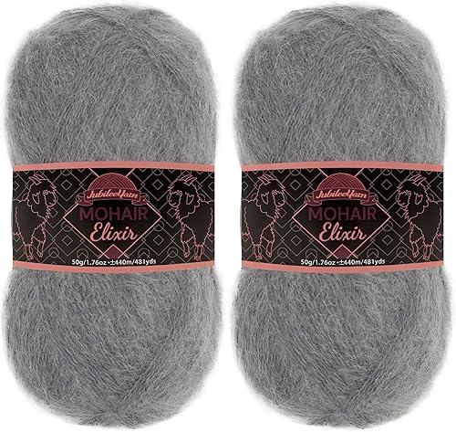 Vista 183 de JubileeYarn Mohair Elixir Yarn - 50 g/madeja Lana mezcla para bebé - Mimosa - 2 madejas 04 Mimosa