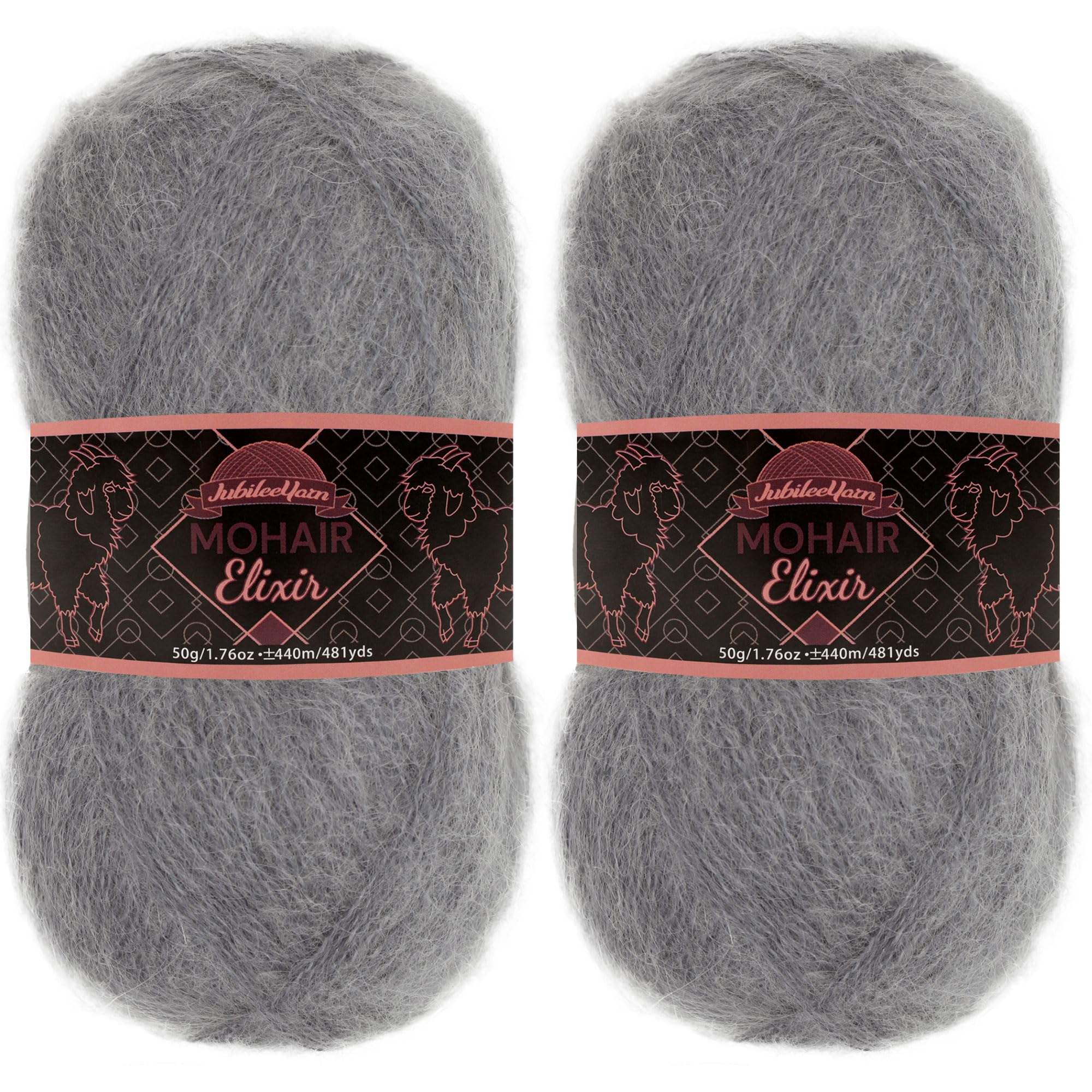 JubileeYarn Mohair Elixir Yarn - 50g/Skein Baby Wool Blend - Vesper - 2 Skeins
