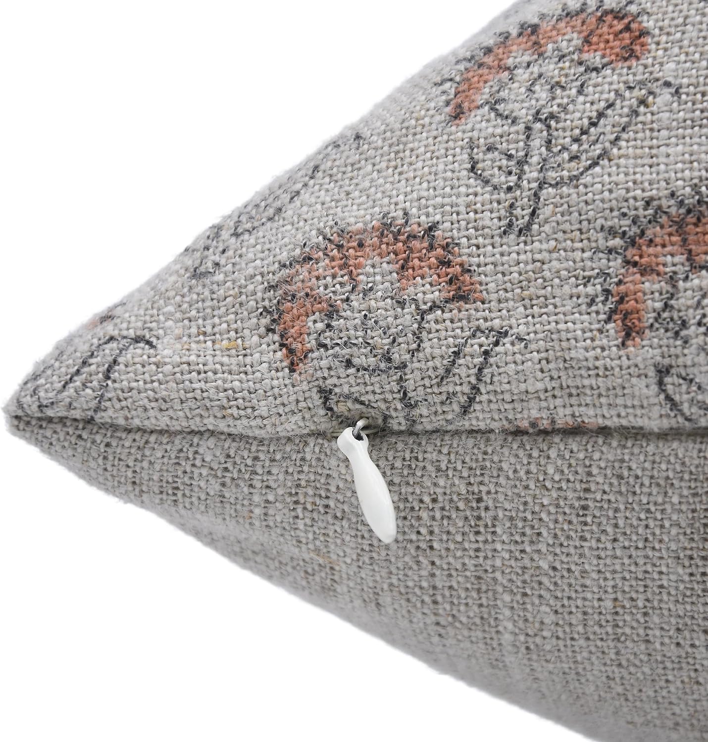 Handmade Block Print Thick Linen 20X20 Inch Throw Pillow Case Cushion Cover for Sofa, Couch and Bed, Fall Decoration, Farmhouse, Outdoor, Living Room, Home Décor, Juju Flower, Rest Orange image 3