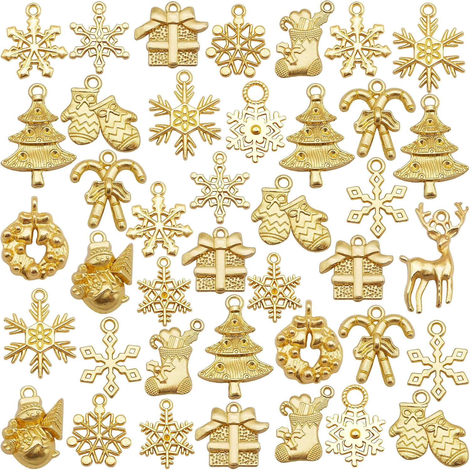 100 Grams Christmas Charms Assorted Santa Claus Christmas Tree Elk Snowflakes Snowman Charms Pendant for Xmas Earring Bracelet Necklace Gifts Craft Making image 4