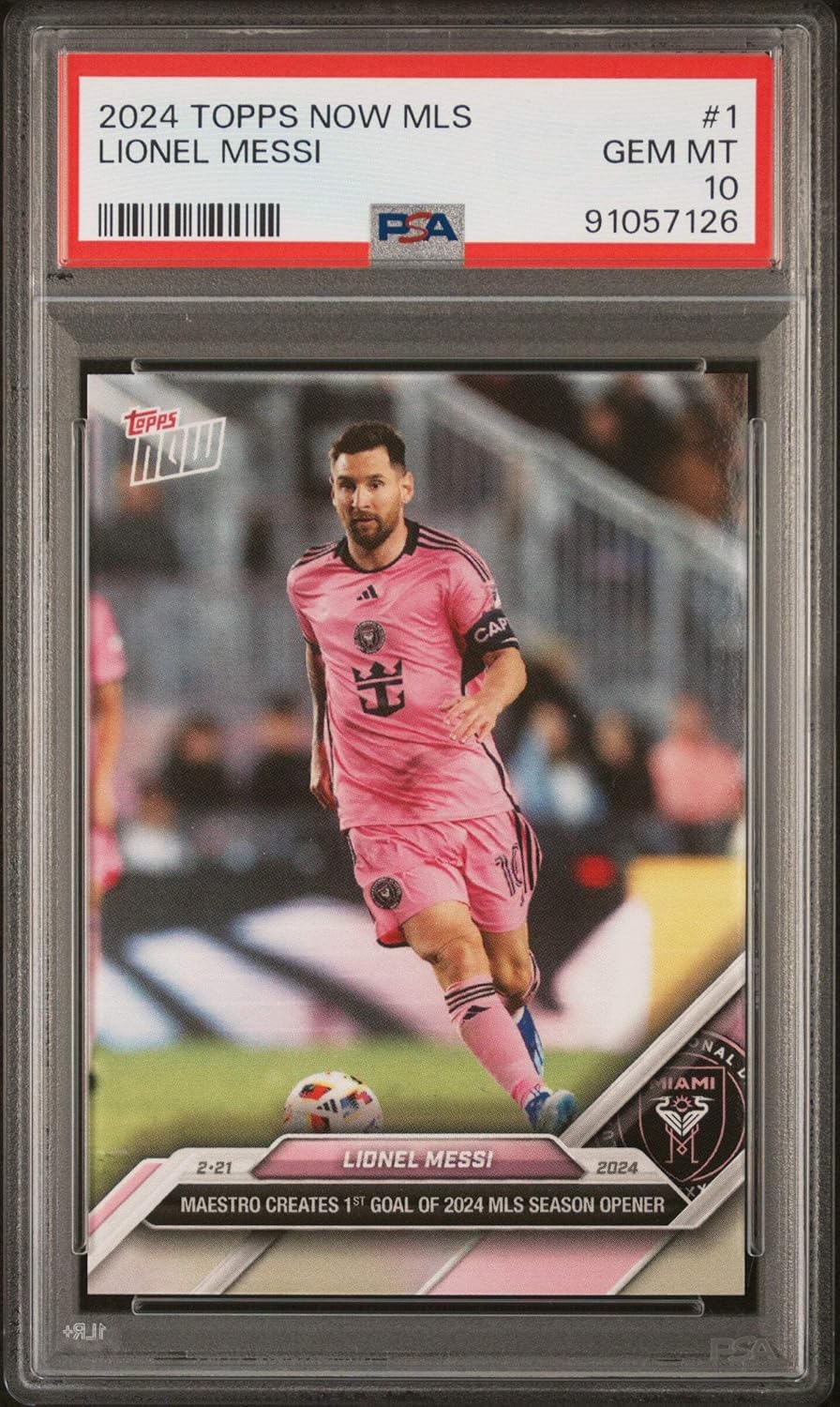 Graded 2024 Topps Now MLS Lionel Messi #1 Maestro Creates 1st Goal of 2024 MLS Season Opener Soccer Card PSA 10 Gem Mint