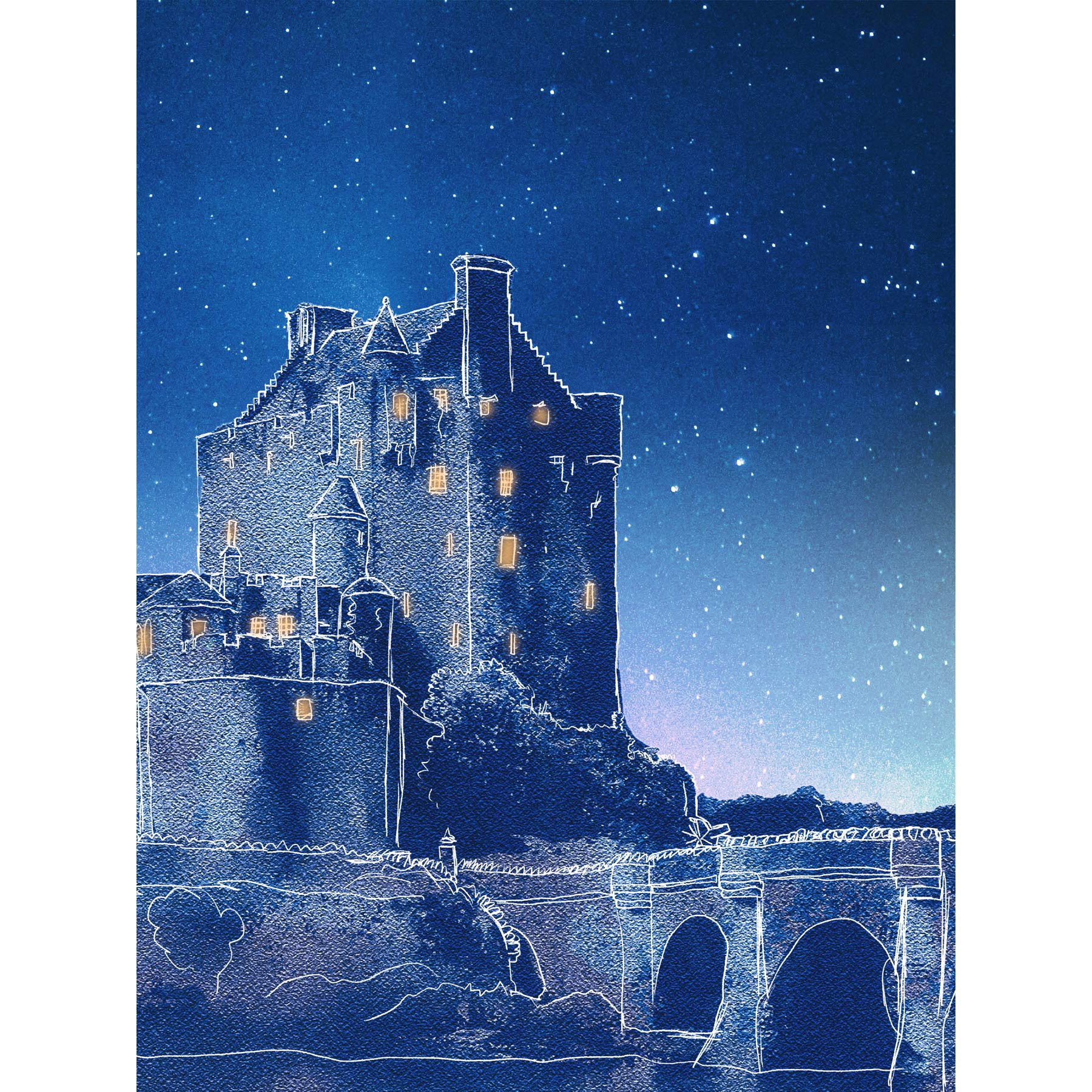 Scotland Eilean Donan Night Large Canvas Wall Art Print