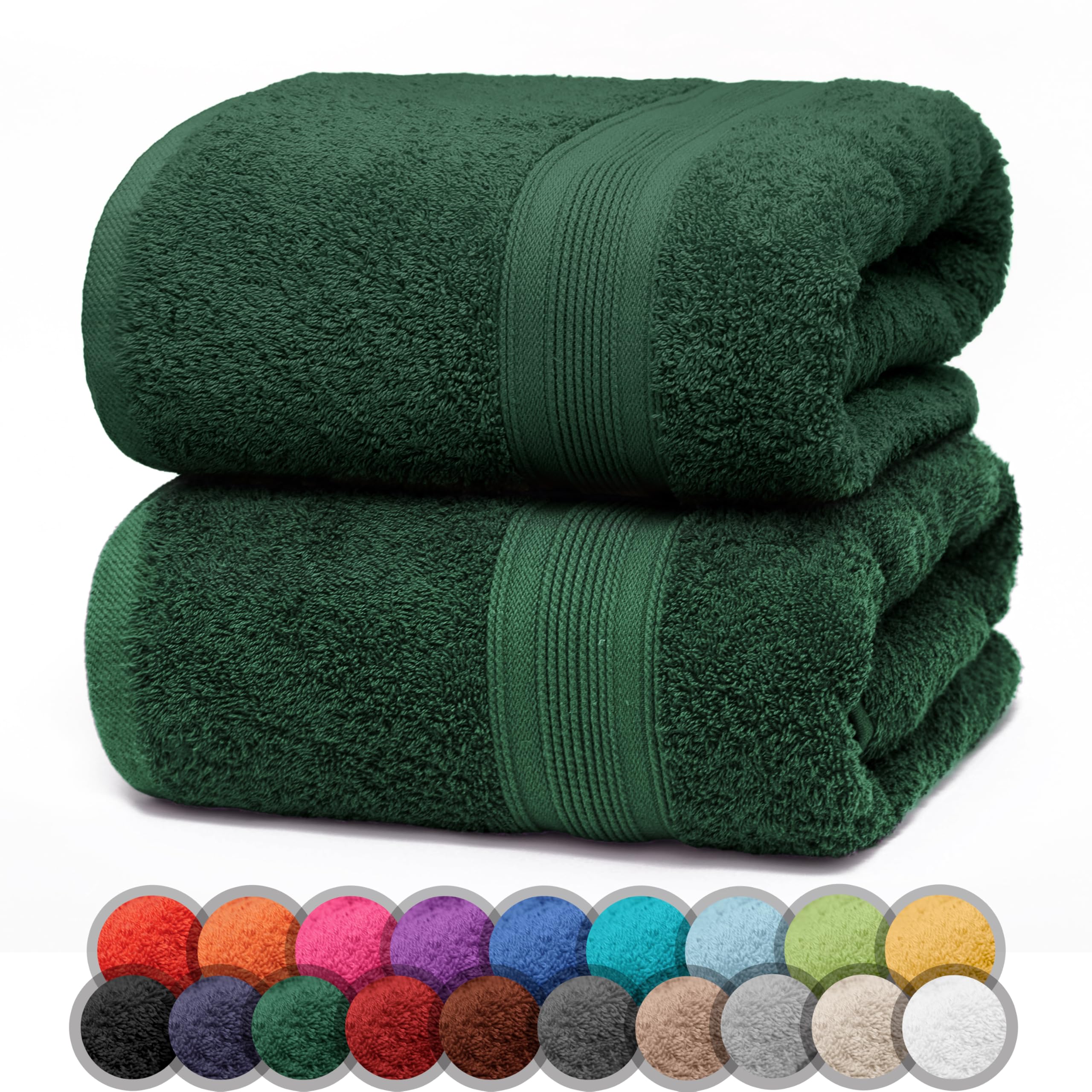 NatureMark Paquete de 2 Toallas de baño de 70 x 140 cm, Toalla de Ducha en Paquete Doble, Color: Verde Oscuro