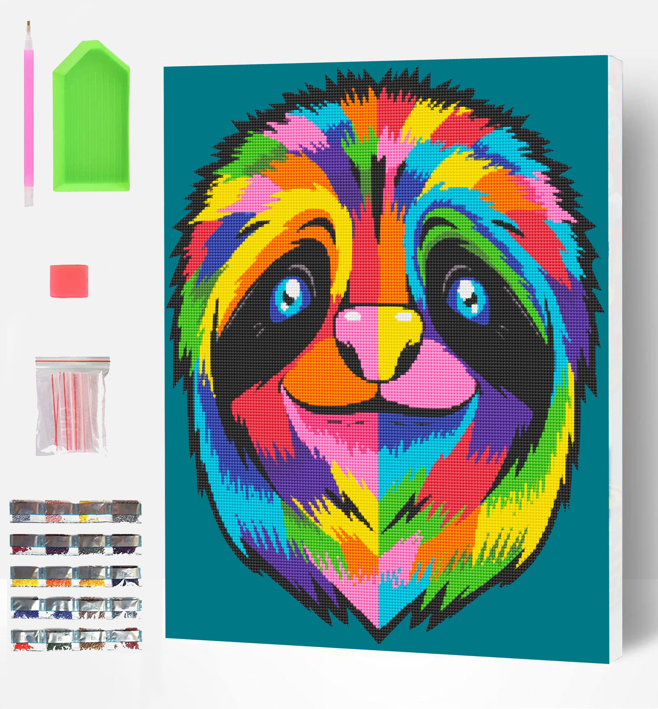 Splat Planet Sloth Animal Framed Diamond Painting Kit, Rhinestone, Framed Diamond Art, 5D Diamond Painting Kit