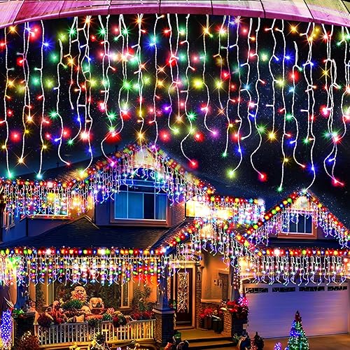 Luces LED de Navidad de 200 pies de 1920 pies para decoración al aire libre, luces de Navidad multicolor con 360 gotas, 8 modos, luces impermeables
