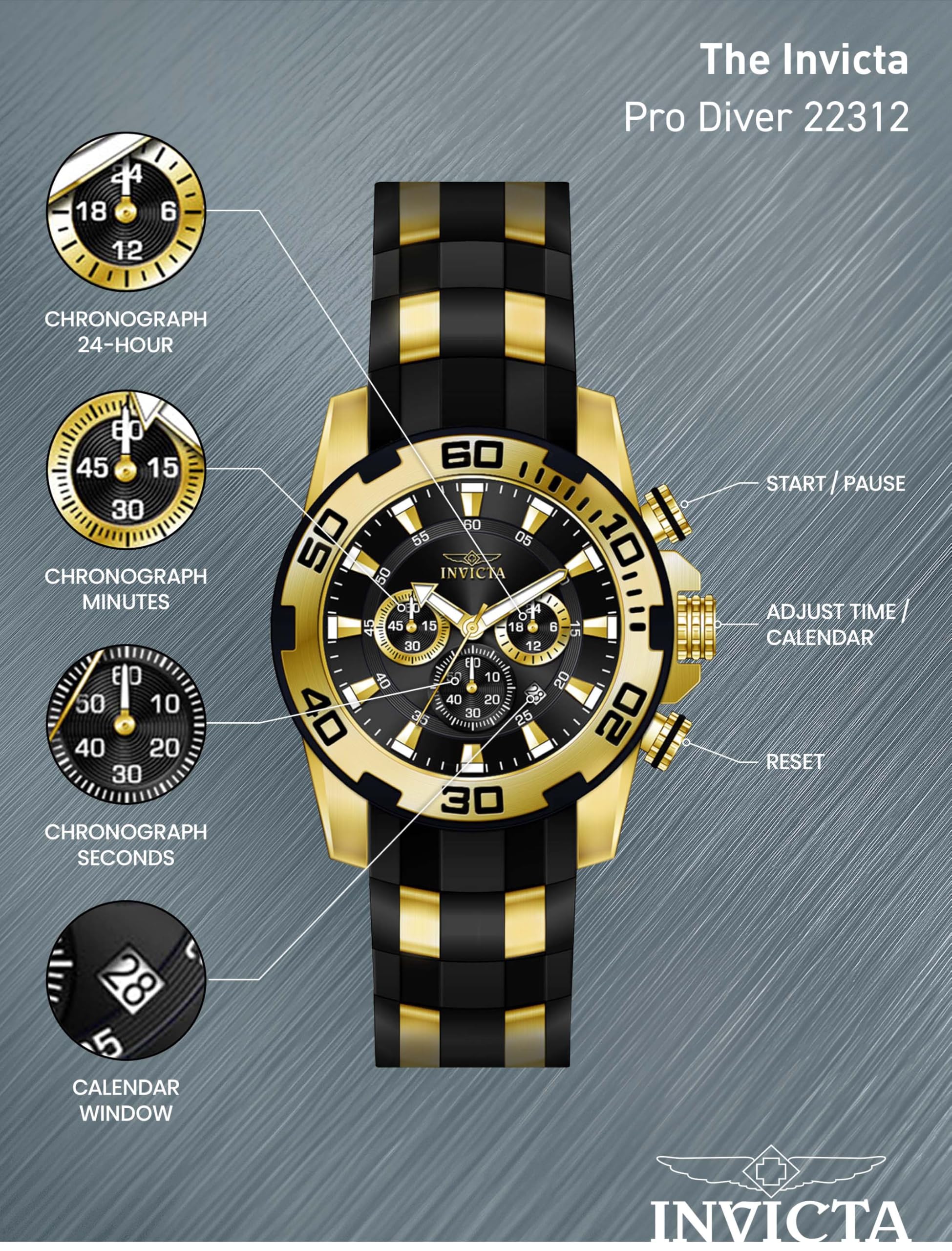 22340 22341 22343 22344 22346 Pro Diver Reloj de cuarzo negro con pantalla analógica para hombre, Negro -, Buceador, movimiento de cuarzo 4
