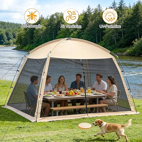 Miniatura 3 de Tienda de campaña con pantalla de 12 x 12 pies, toldo portátil con pantalla para 8 a 10 personas y refugio solar instantáneo resistente a los rayos