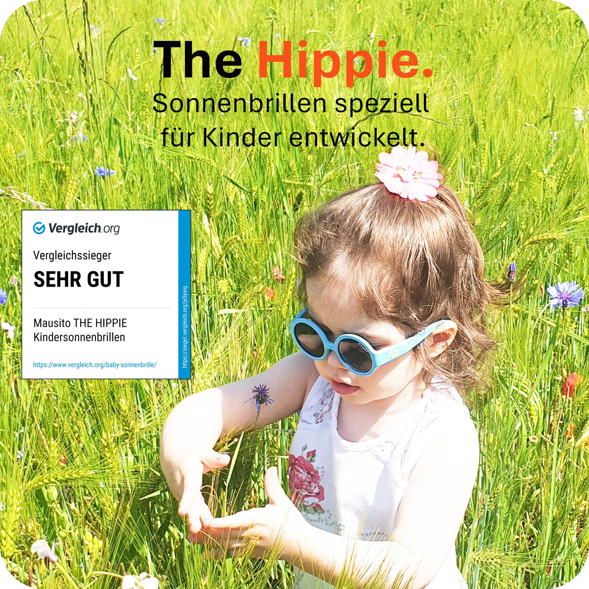 Mausito BABY Sonnenbrille 6-24 Monate Jungen VERGLEICHSSIEGER Kindersonnenbrille 100% UV-Schutz BIEGSAM Schadstofffreie Sonnenbrille Kinder mit Band Europäisches Design für Kinder gemacht
