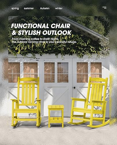 Vista 41 de Kingyes Mecedoras de polietileno de alta densidad para exteriores, sillas mecedoras para patio, deck, soportan hasta 330 libras, azul Azul marino