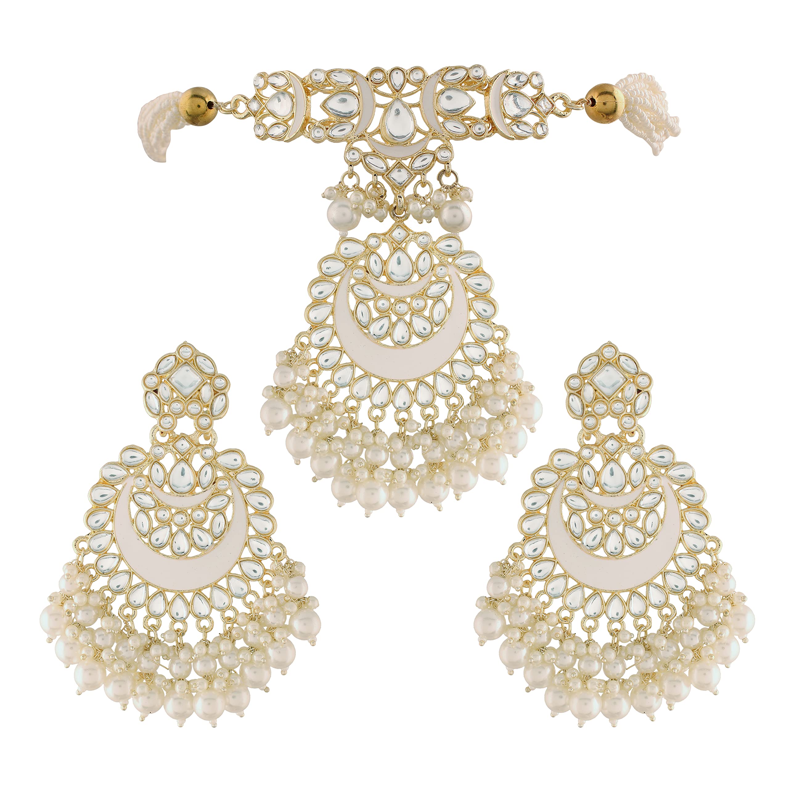 I Jewels 18k Gold Plated White Meenakari Pearl & Kundan Studded Choker Necklace Jewellery Set For Women/Girls (ML306W) (B09MFWJJZX) Amazon Price History, Amazon Price Tracker