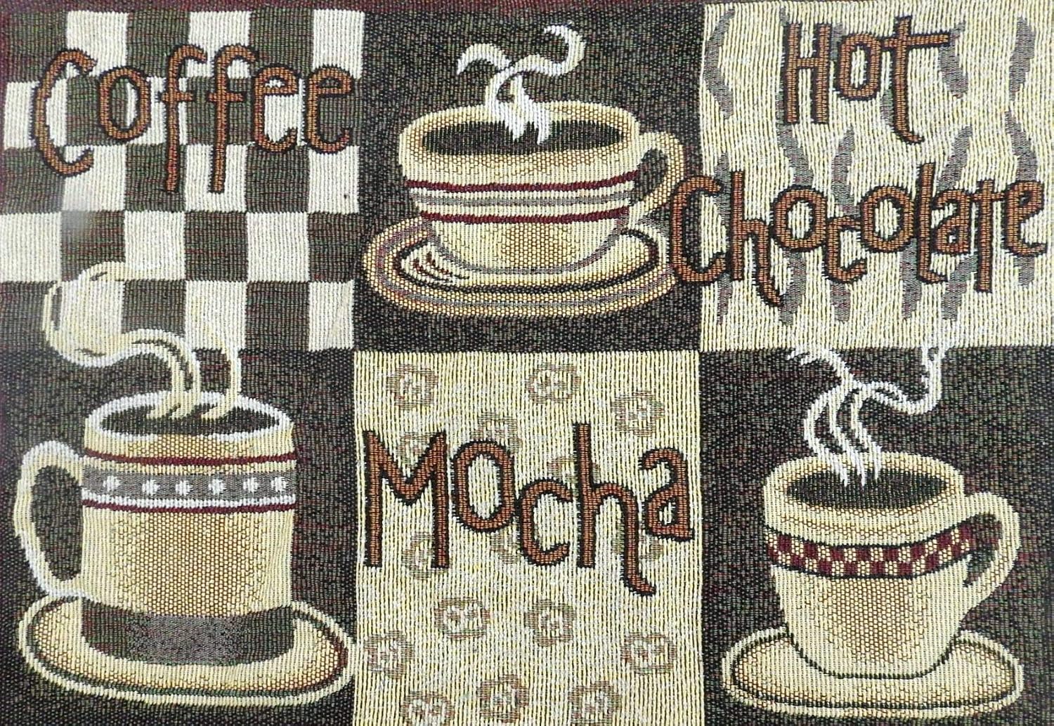 MyMadison Home Set of 6 Dinner Dining Table Placemats 100% Cotton 13 x 18 Inch Jacquard Collection Machine Washable Anti-Skid Everyday Use (Hot Chocolate Mocha)