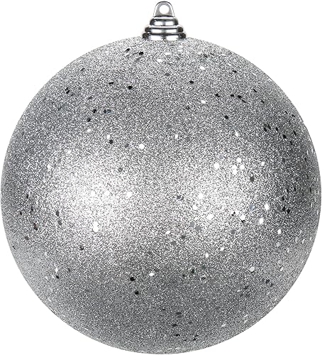 Esferas de adornos de Navidad de 7.1 pulgadas, decoraciones de Navidad grandes, árbol de Navidad, inastillables, grandes de color plateado, con lazo