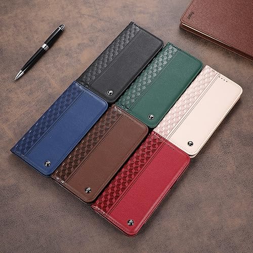 Miniatura 8 de Funda para iPhone 11, de piel sintética de alta calidad, soporte para tarjetas, cierre magnético integrado, patrón a cuadros, funda para teléfono