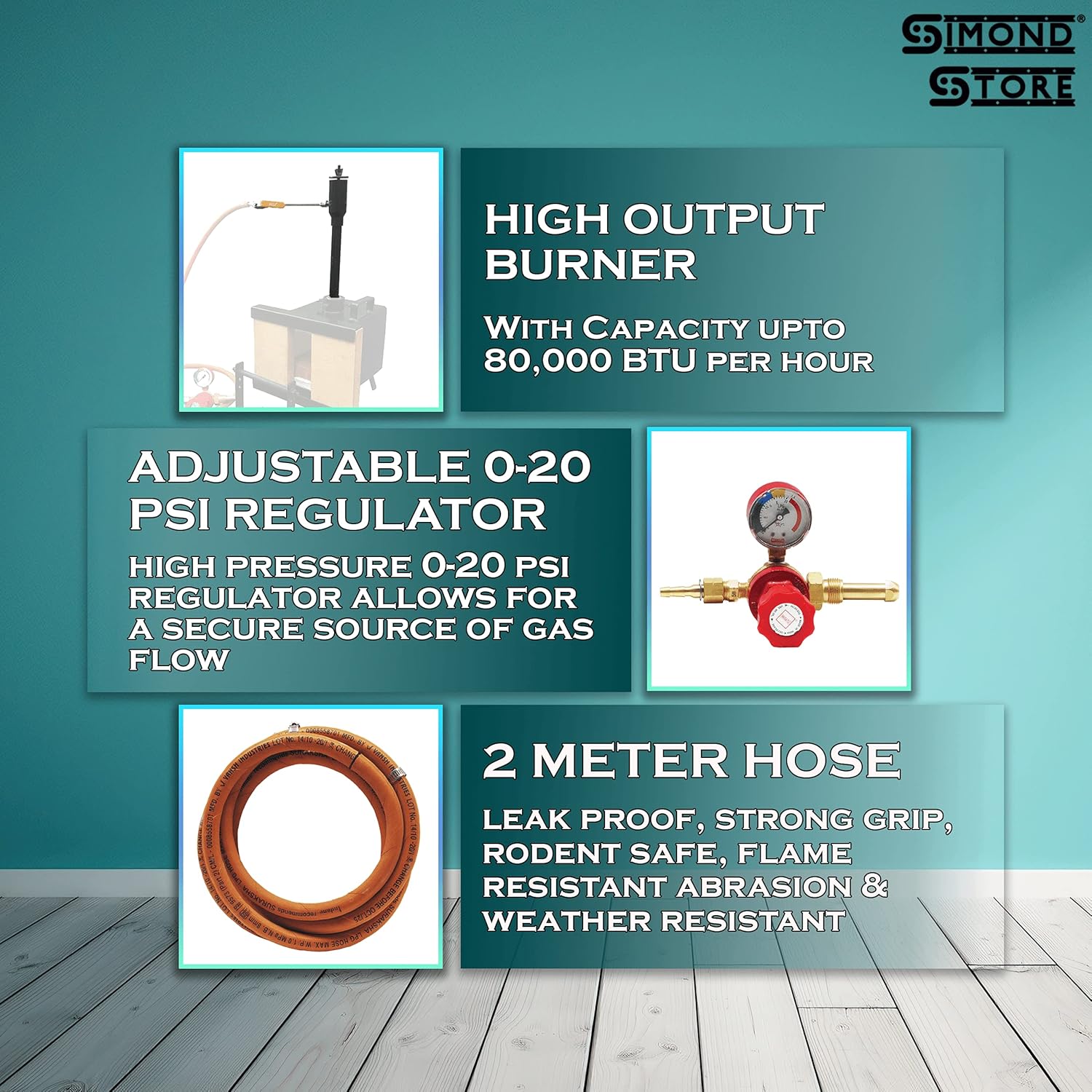 Propane Single Burner (MS) For Propane Forge and Melting Furnace Blacksmith Tool Pack Includes Valve, Hose & Regulator