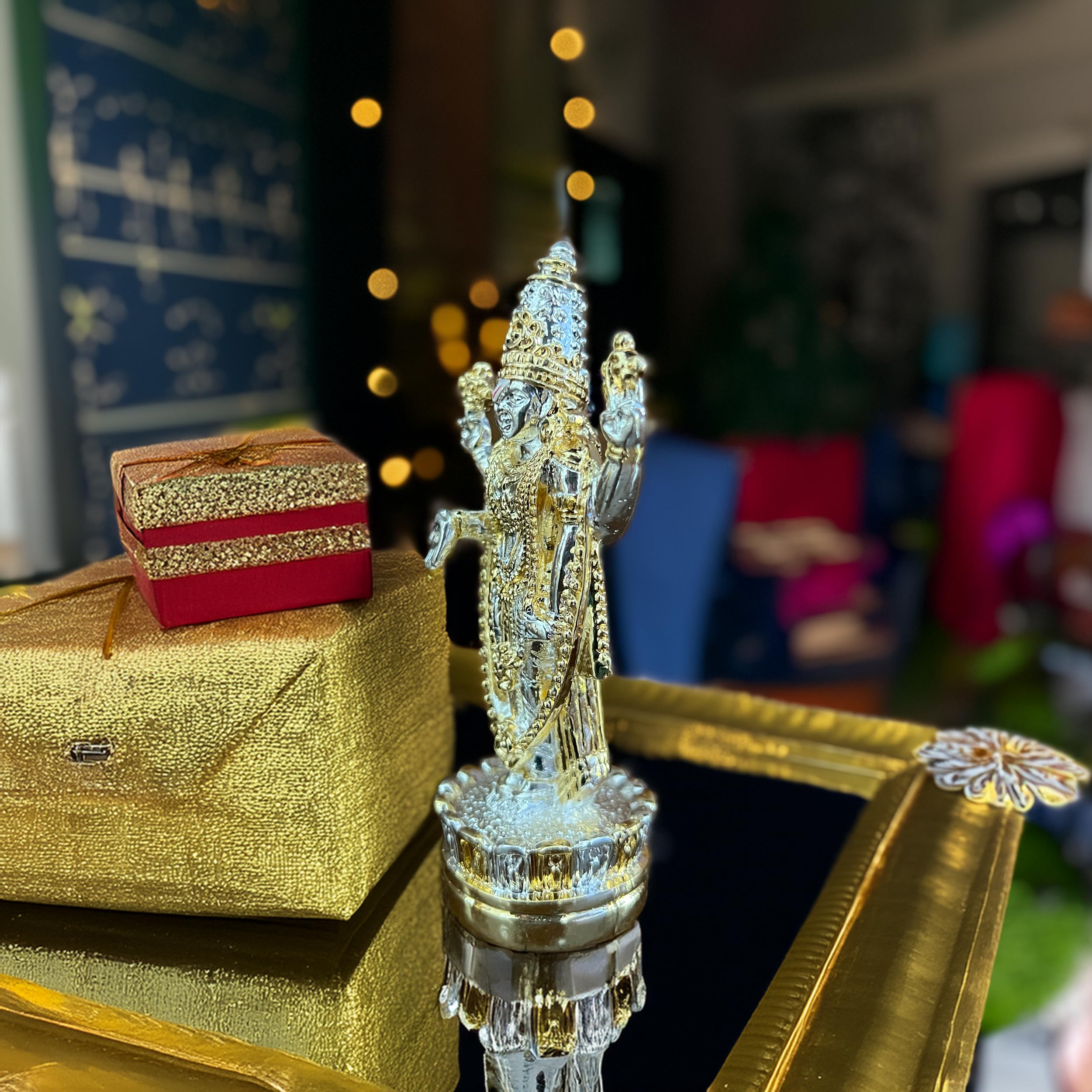 24K Gold & Silver Tirupati Balaji Idol - Car & Home Decor -3