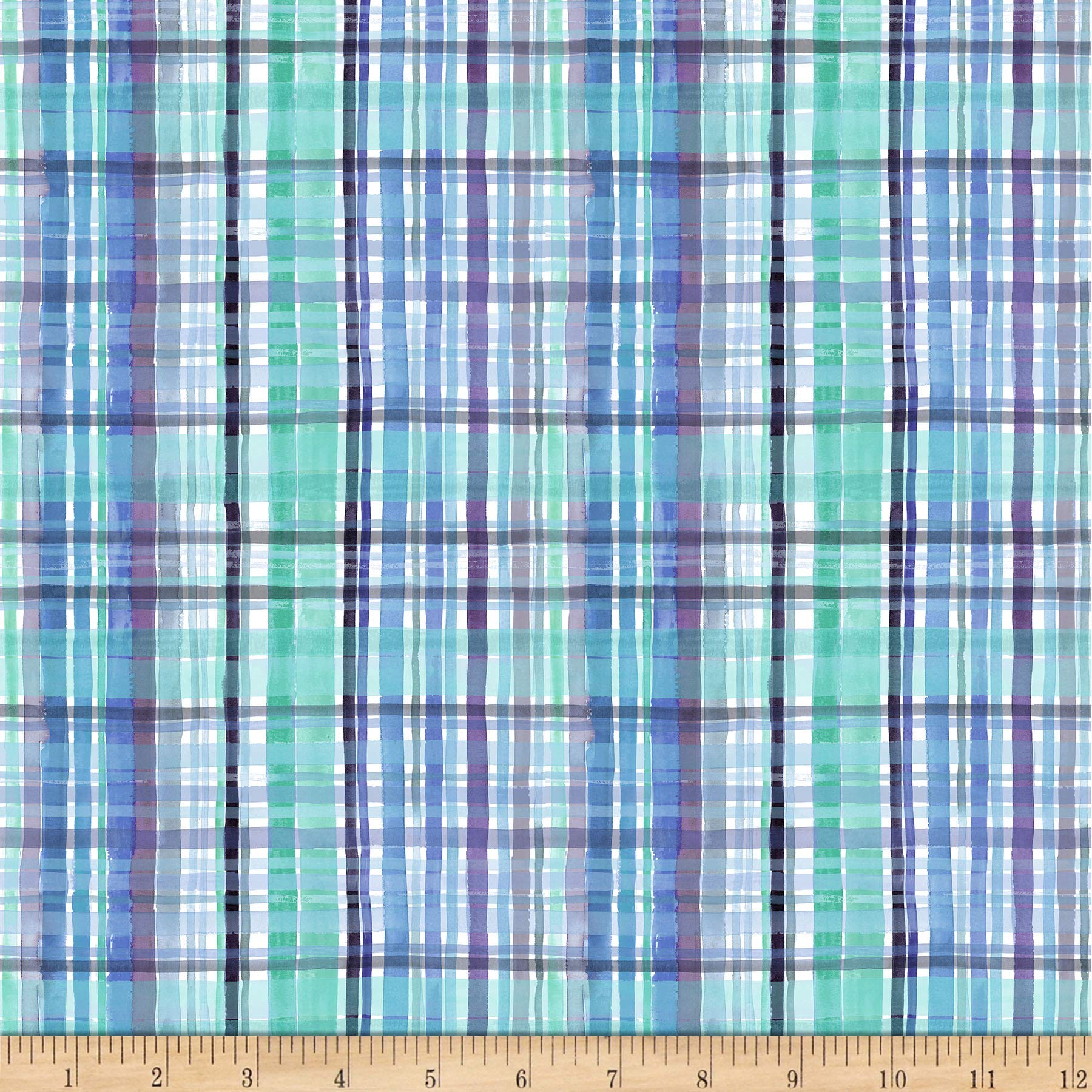 dear STELLADesigns Dear Stella Digital No Place Like Om Tartan Wash Plaid Fabric, Multi