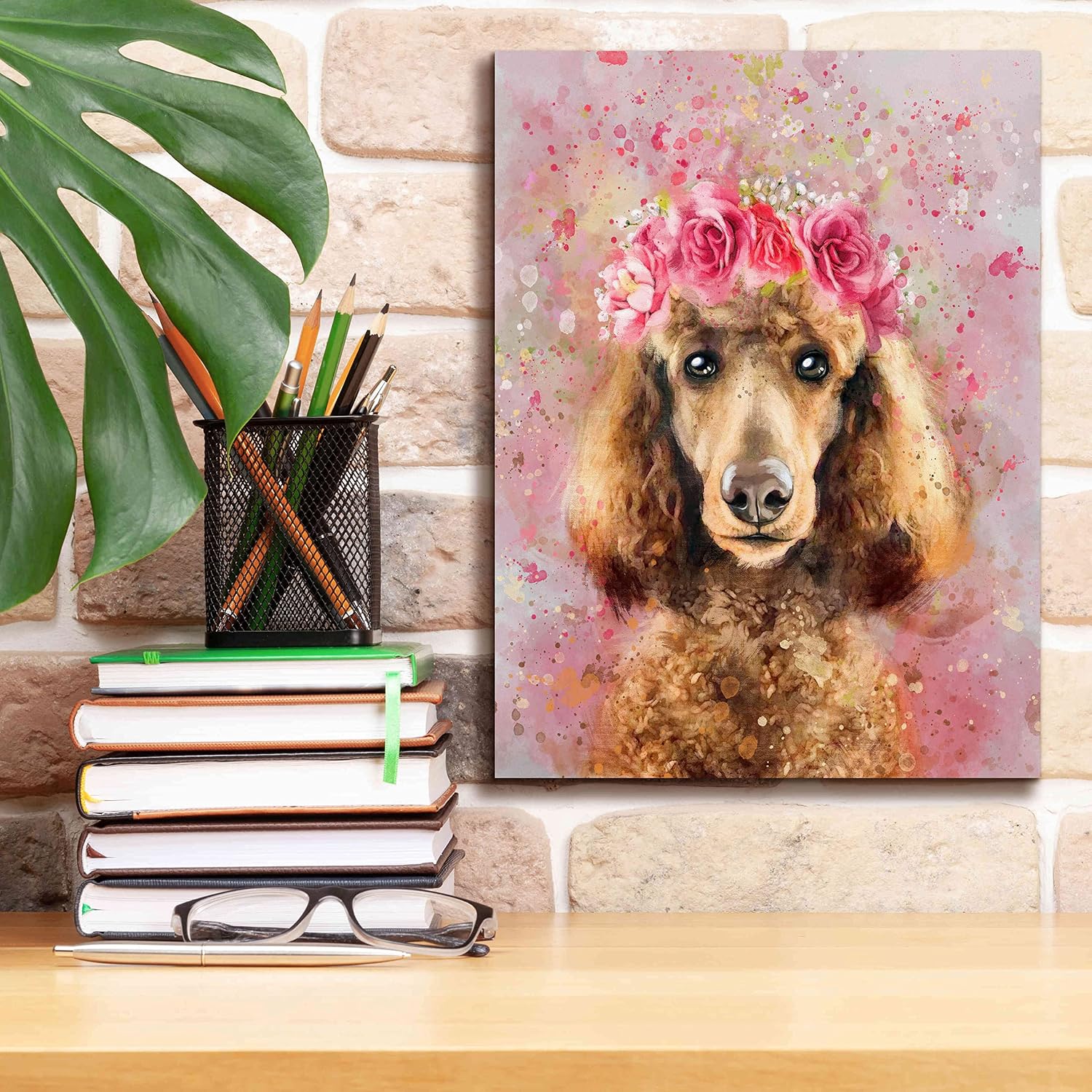Epic Graffiti 'Flower Crown Poodle' by Furbaby Affiliates, Canvas Wall Art, 12"x16"