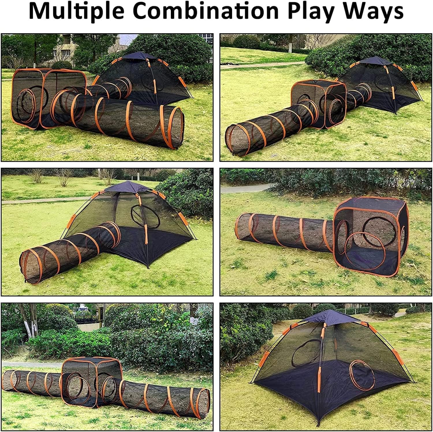 Tienda para Gatos 4 En 1 para Interior Y Exterior, Recintos para Gatos Al Aire Libre con Túnel De Gato, Parque Portátil para Gatos Carpas De Juego